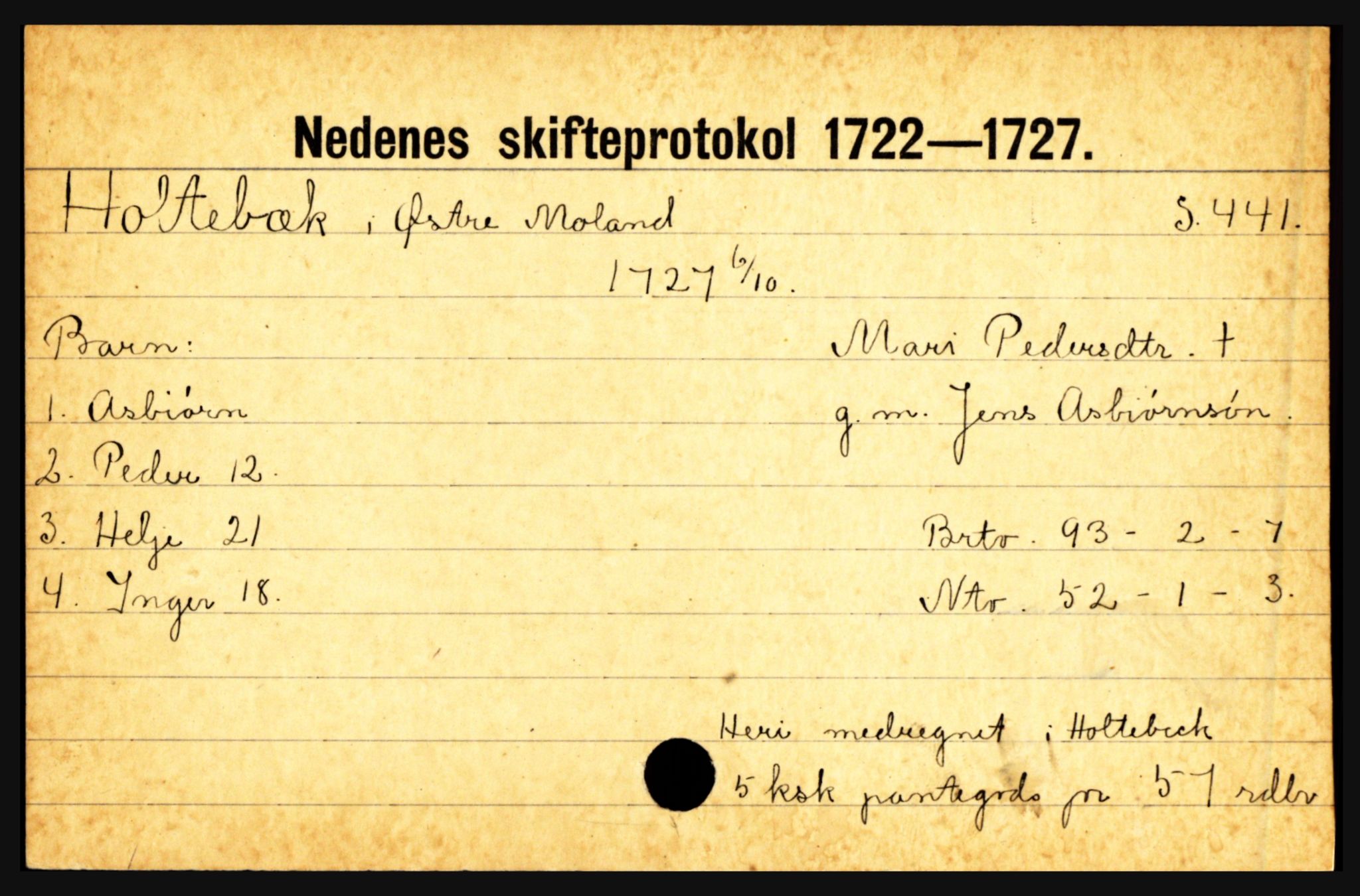 Nedenes sorenskriveri før 1824, AV/SAK-1221-0007/H, p. 12725