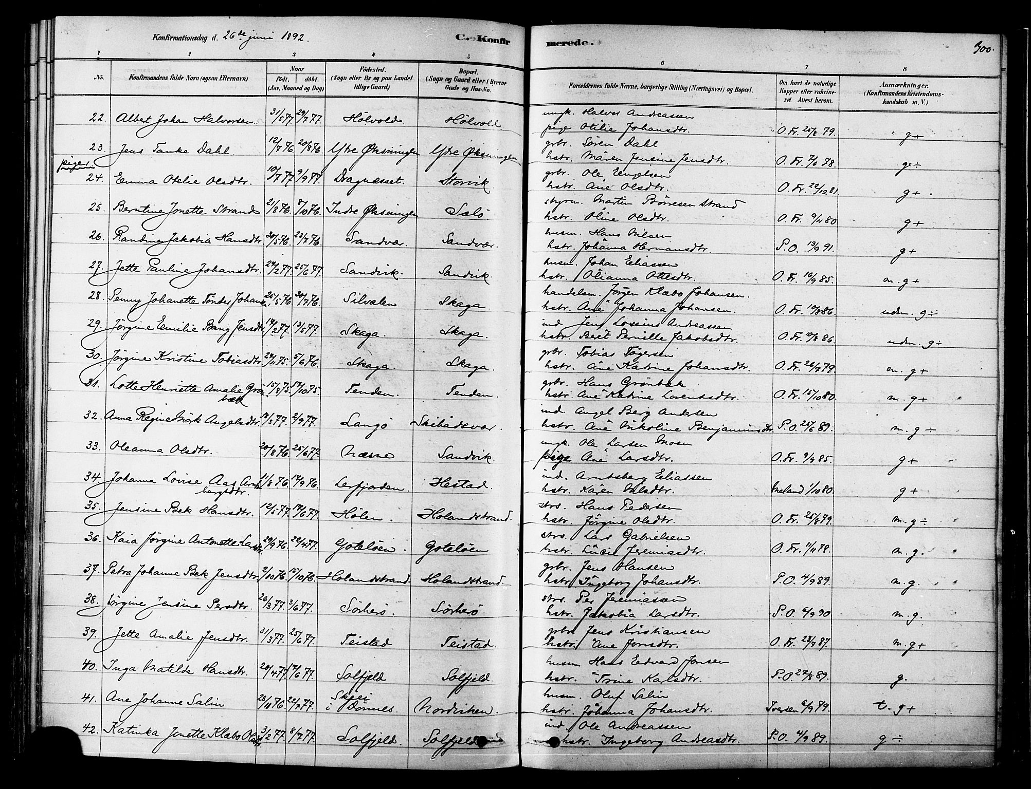 Ministerialprotokoller, klokkerbøker og fødselsregistre - Nordland, SAT/A-1459/834/L0507: Parish register (official) no. 834A05, 1878-1892, p. 300