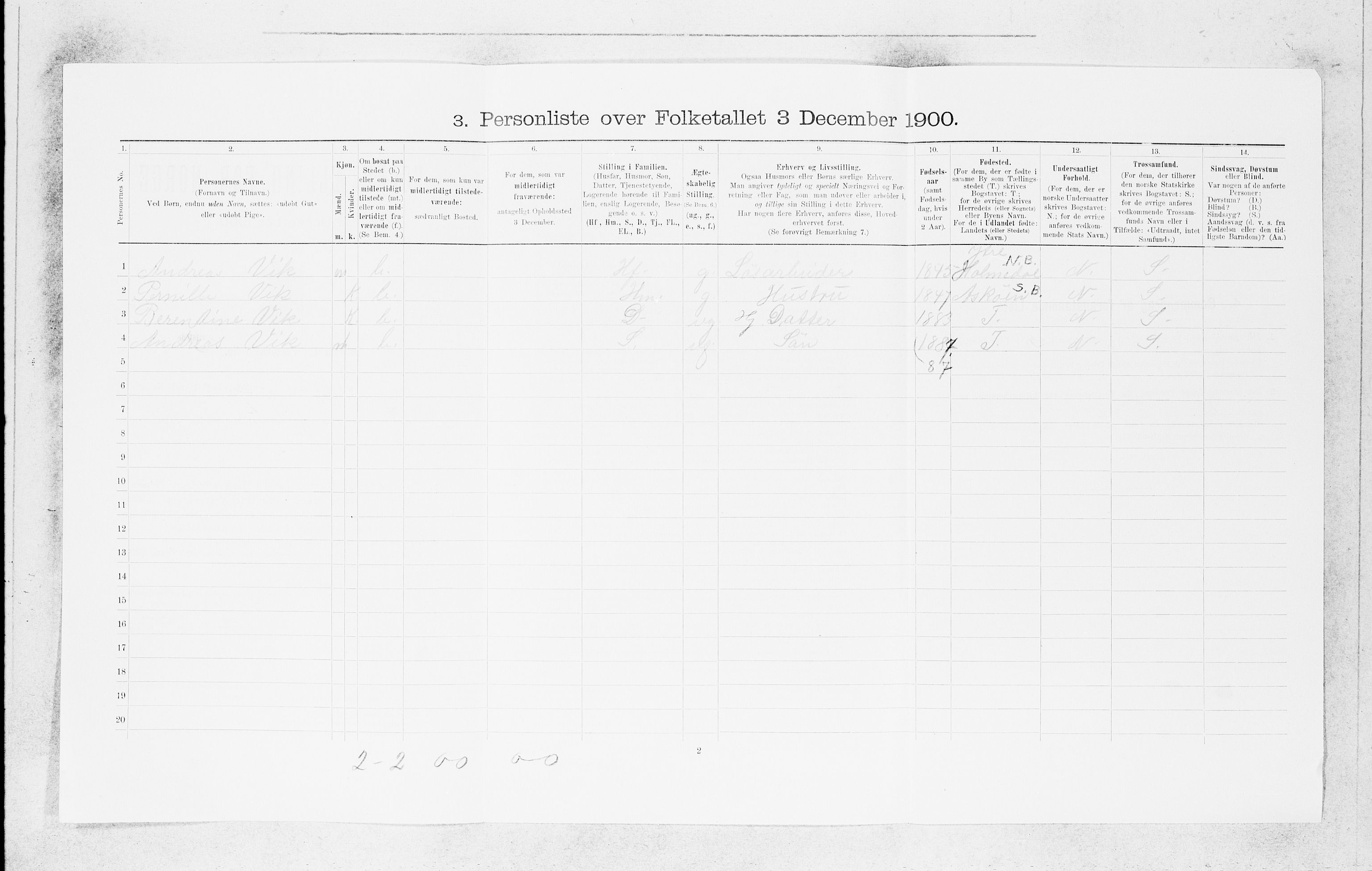 SAB, 1900 census for Bergen, 1900, p. 12939