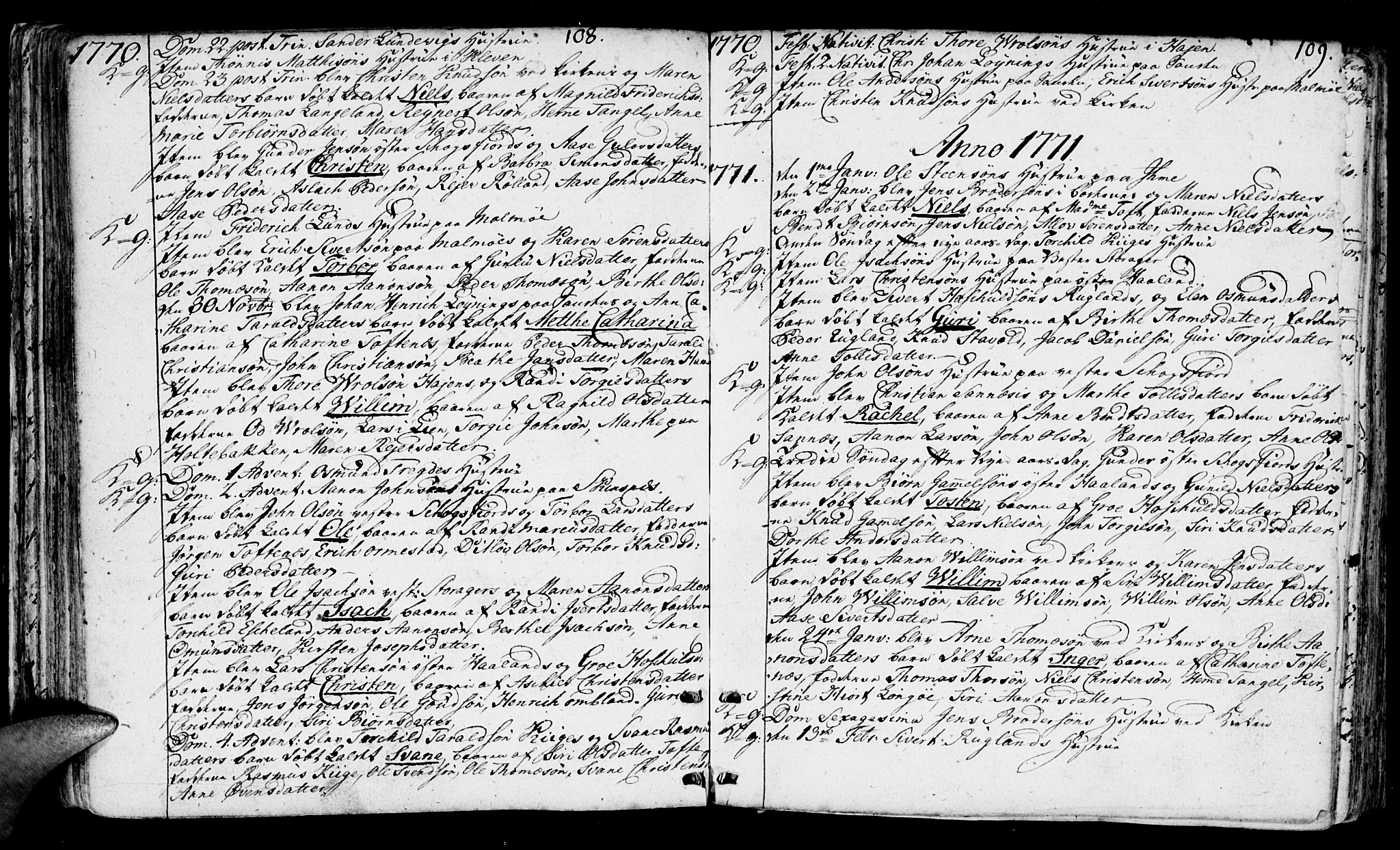 Mandal sokneprestkontor, AV/SAK-1111-0030/F/Fa/Faa/L0003: Parish register (official) no. A 3, 1748-1794, p. 108-109