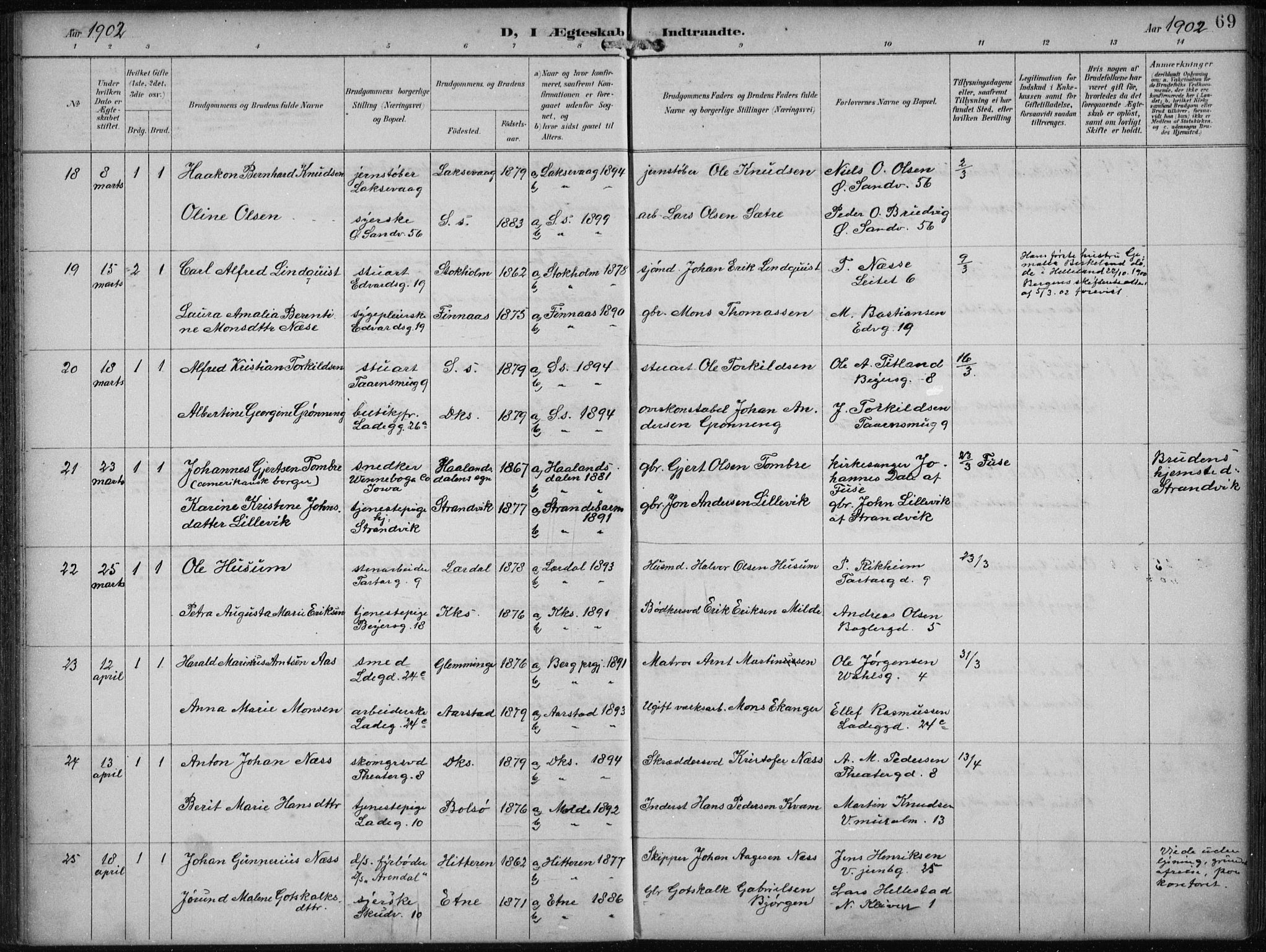 Sandviken Sokneprestembete, AV/SAB-A-77601/H/Ha/L0014: Parish register (official) no. D 1, 1896-1911, p. 69