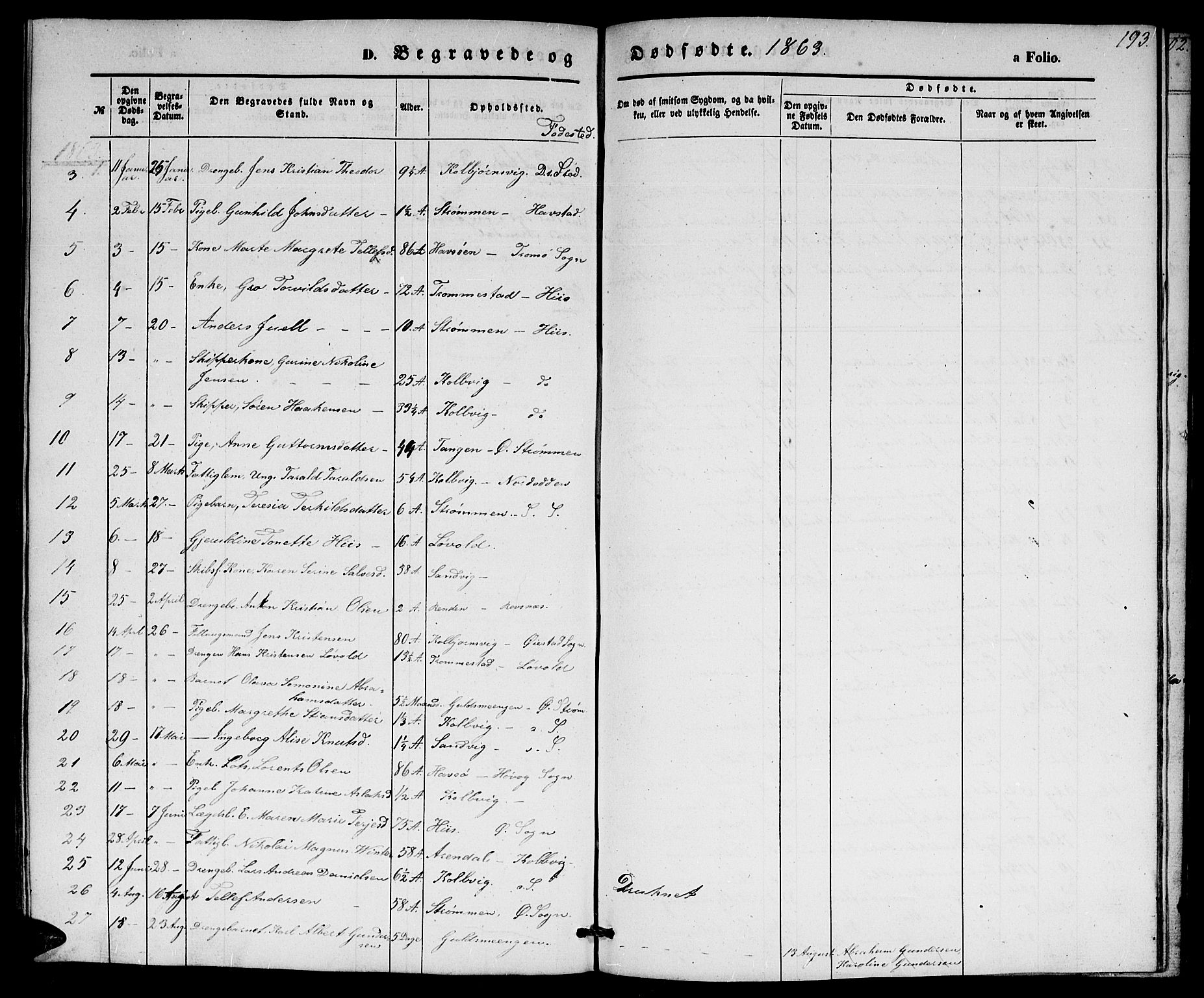 Hisøy sokneprestkontor, SAK/1111-0020/F/Fb/L0001: Parish register (copy) no. B 1, 1849-1872, p. 193
