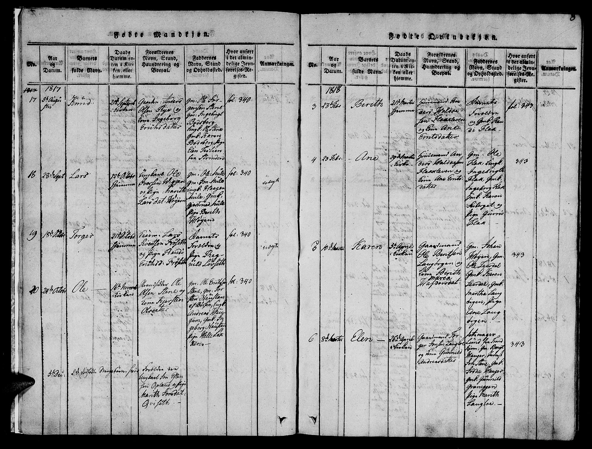 Ministerialprotokoller, klokkerbøker og fødselsregistre - Sør-Trøndelag, AV/SAT-A-1456/612/L0372: Parish register (official) no. 612A06 /1, 1816-1828, p. 8