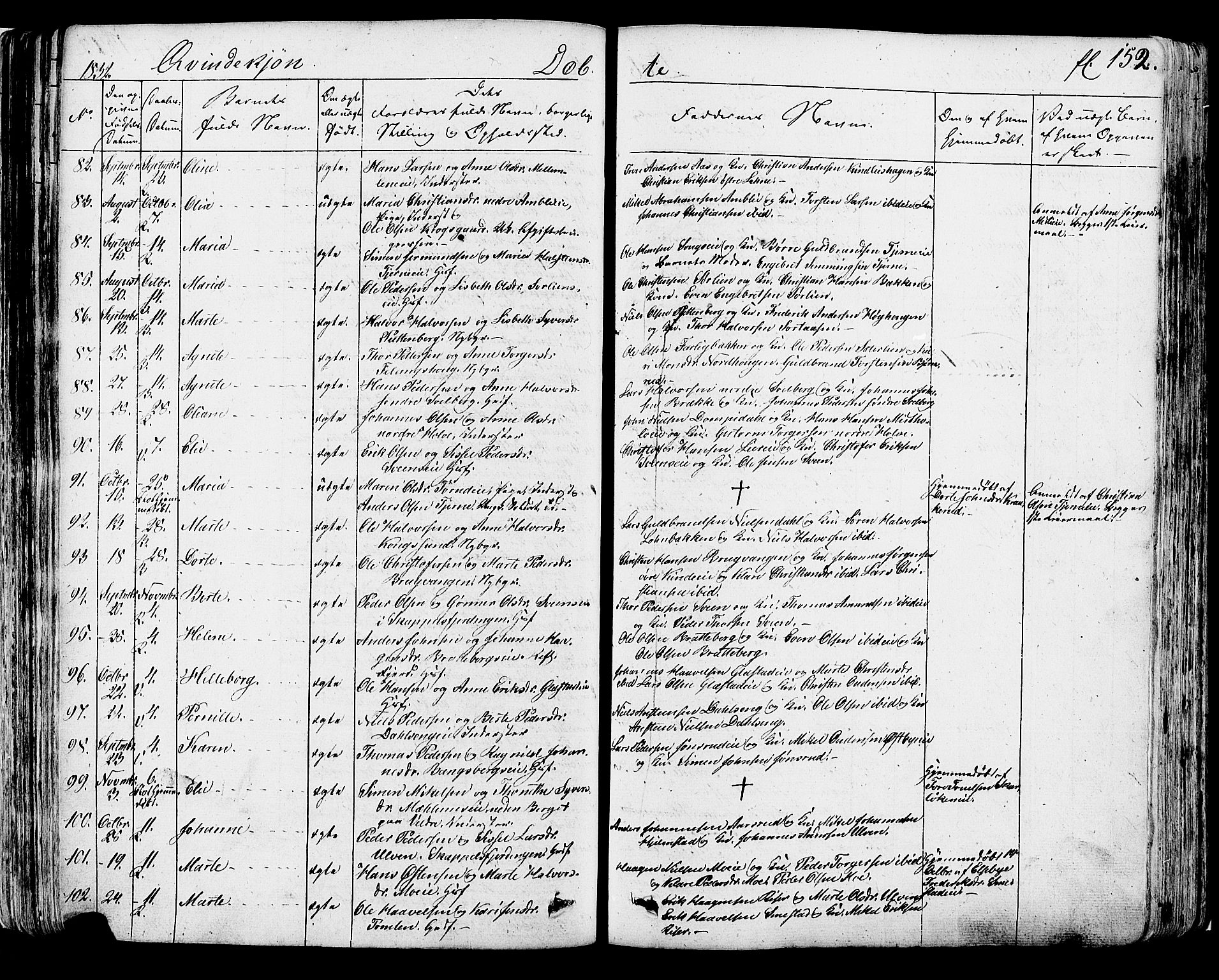 Ringsaker prestekontor, AV/SAH-PREST-014/K/Ka/L0007: Parish register (official) no. 7A, 1826-1837, p. 152