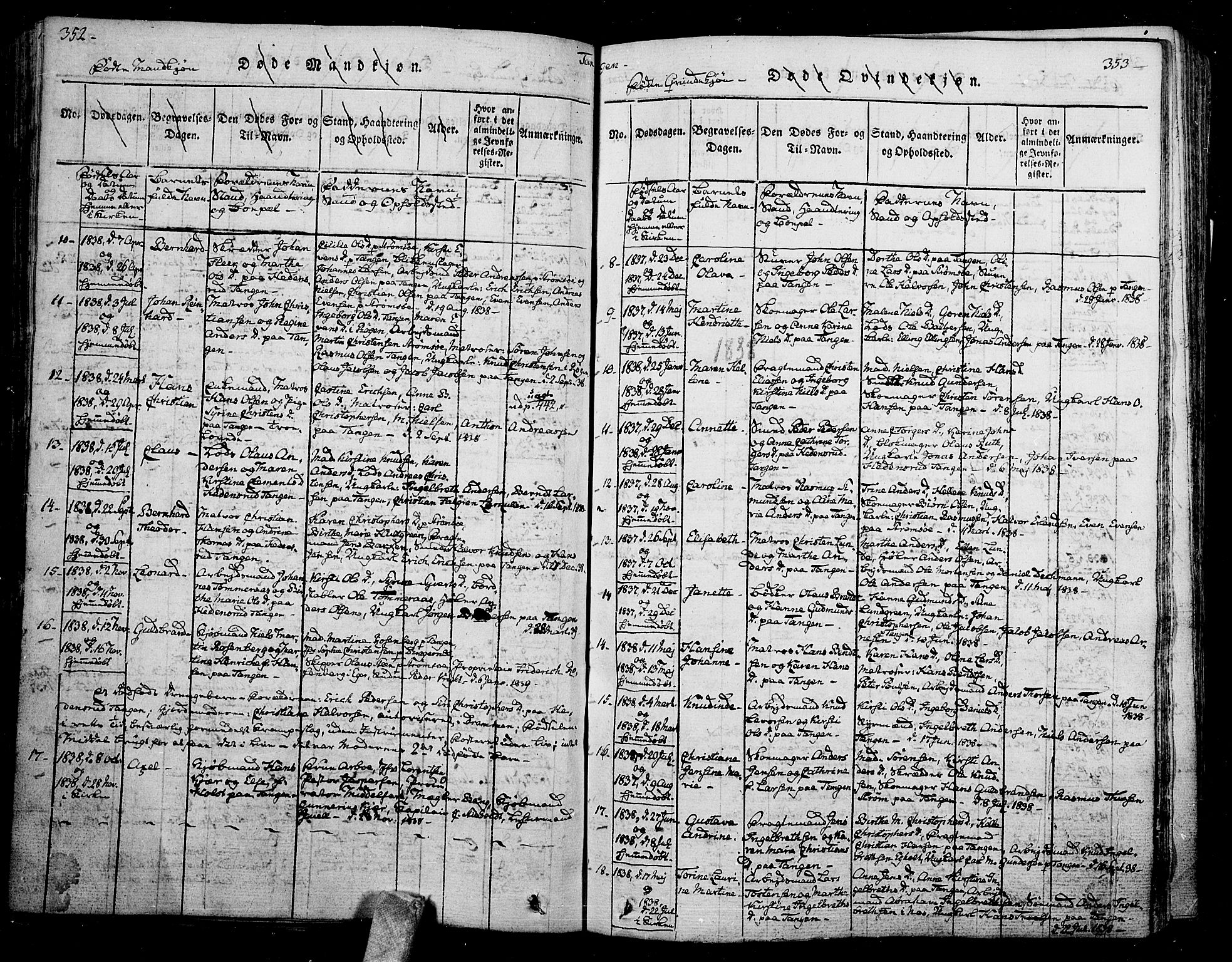 Skoger kirkebøker, AV/SAKO-A-59/F/Fa/L0002: Parish register (official) no. I 2 /2, 1814-1842, p. 352-353