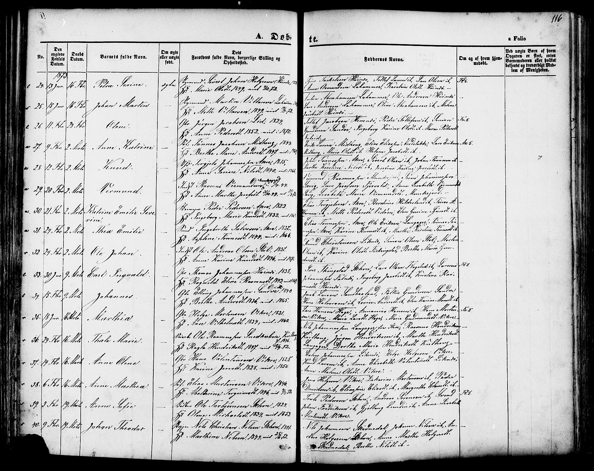Skudenes sokneprestkontor, SAST/A -101849/H/Ha/Haa/L0006: Parish register (official) no. A 4, 1864-1881, p. 116