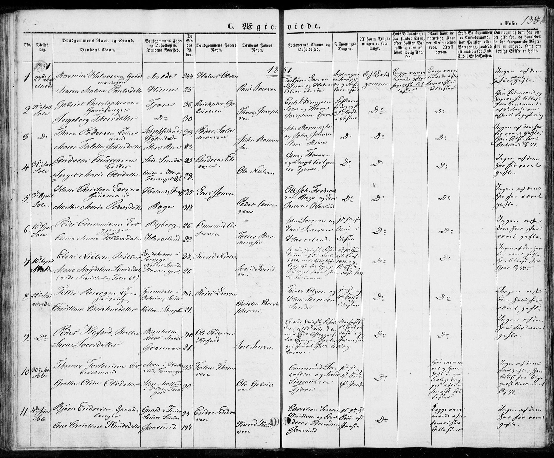 Håland sokneprestkontor, SAST/A-101802/001/30BA/L0006: Parish register (official) no. A 6, 1842-1853, p. 138