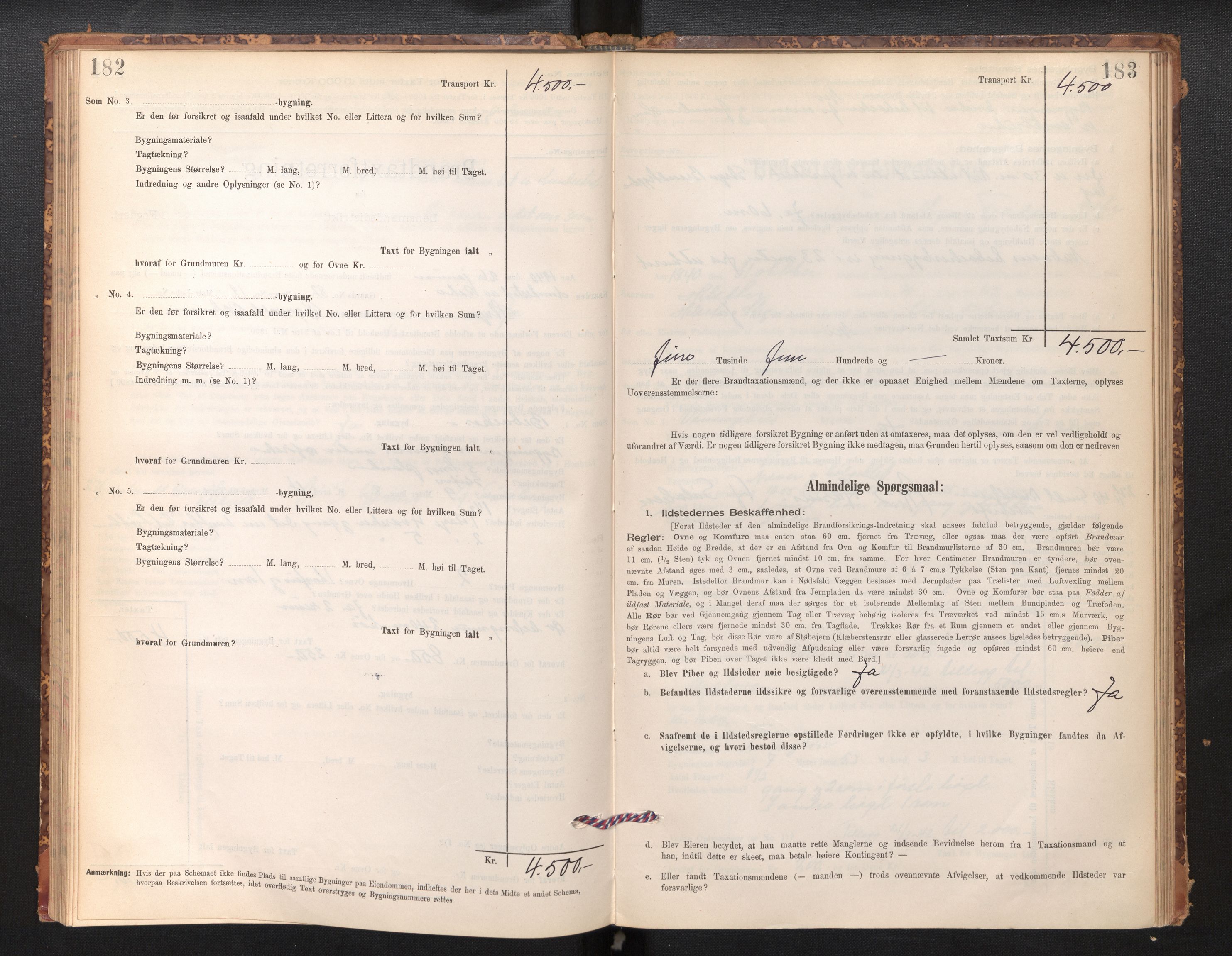 Lensmannen i Stryn og Innvik, AV/SAB-A-30201/0012/L0002: Branntakstprotokoll, skjematakst, 1894-1942, p. 182-183