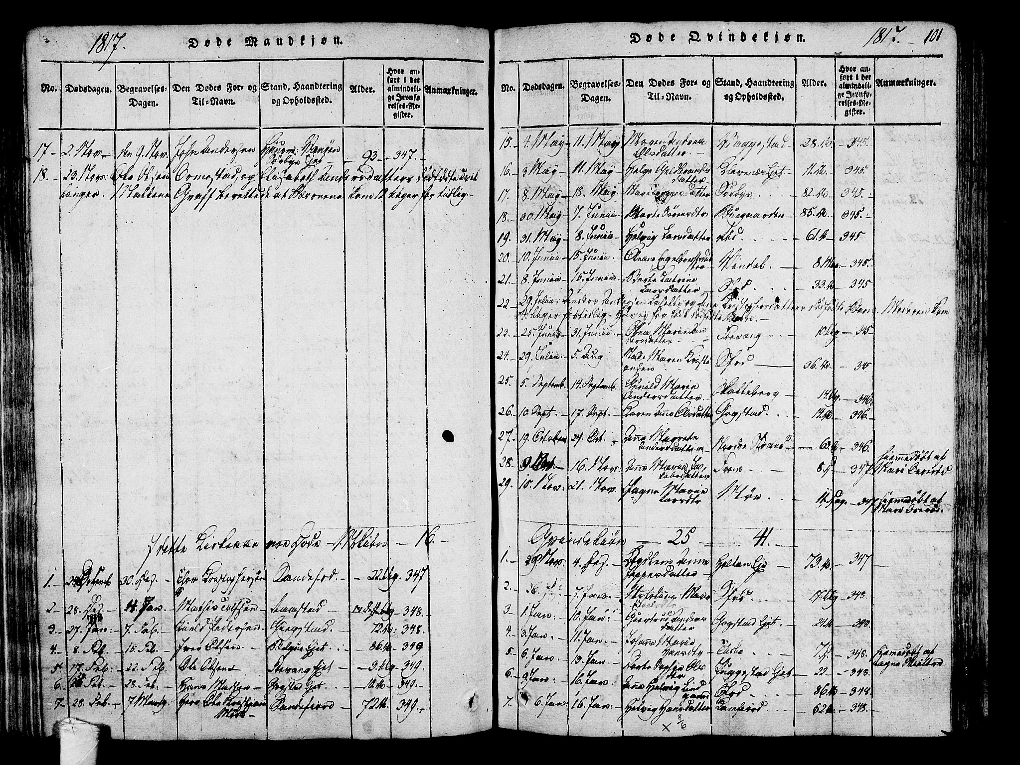 Sandar kirkebøker, SAKO/A-243/F/Fa/L0004: Parish register (official) no. 4, 1814-1832, p. 101