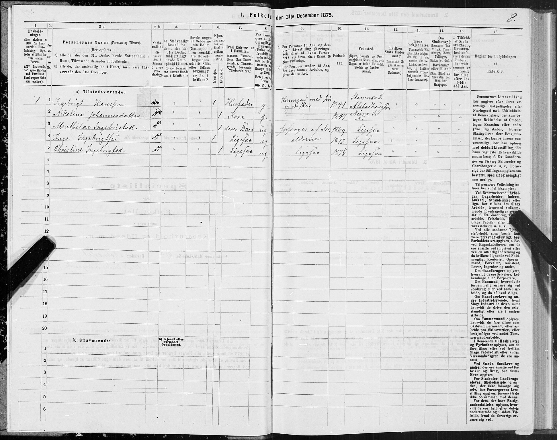 SAT, 1875 census for 1828P Nesna, 1875, p. 3008