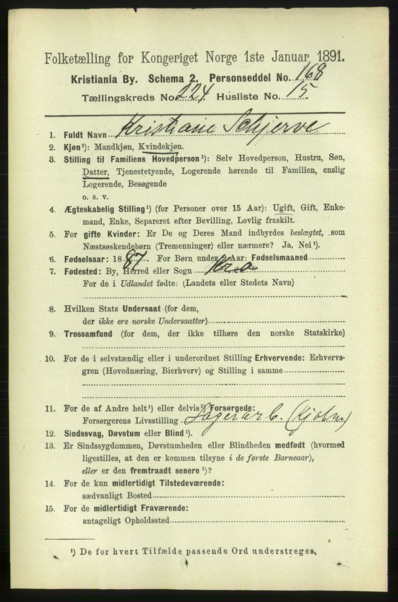 RA, 1891 census for 0301 Kristiania, 1891, p. 135952