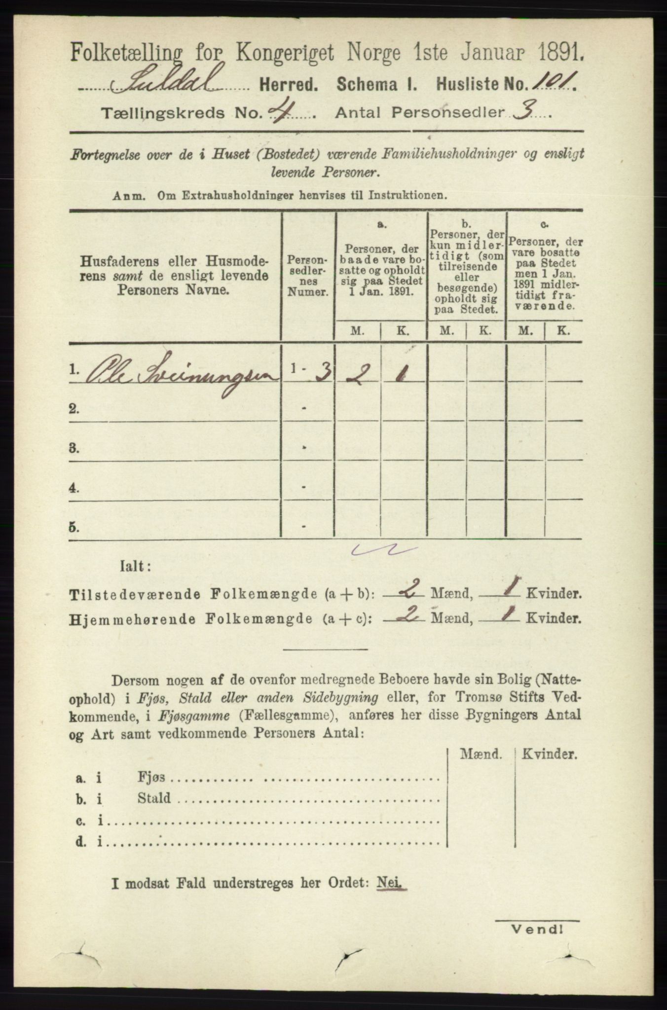 RA, 1891 census for 1134 Suldal, 1891, p. 857