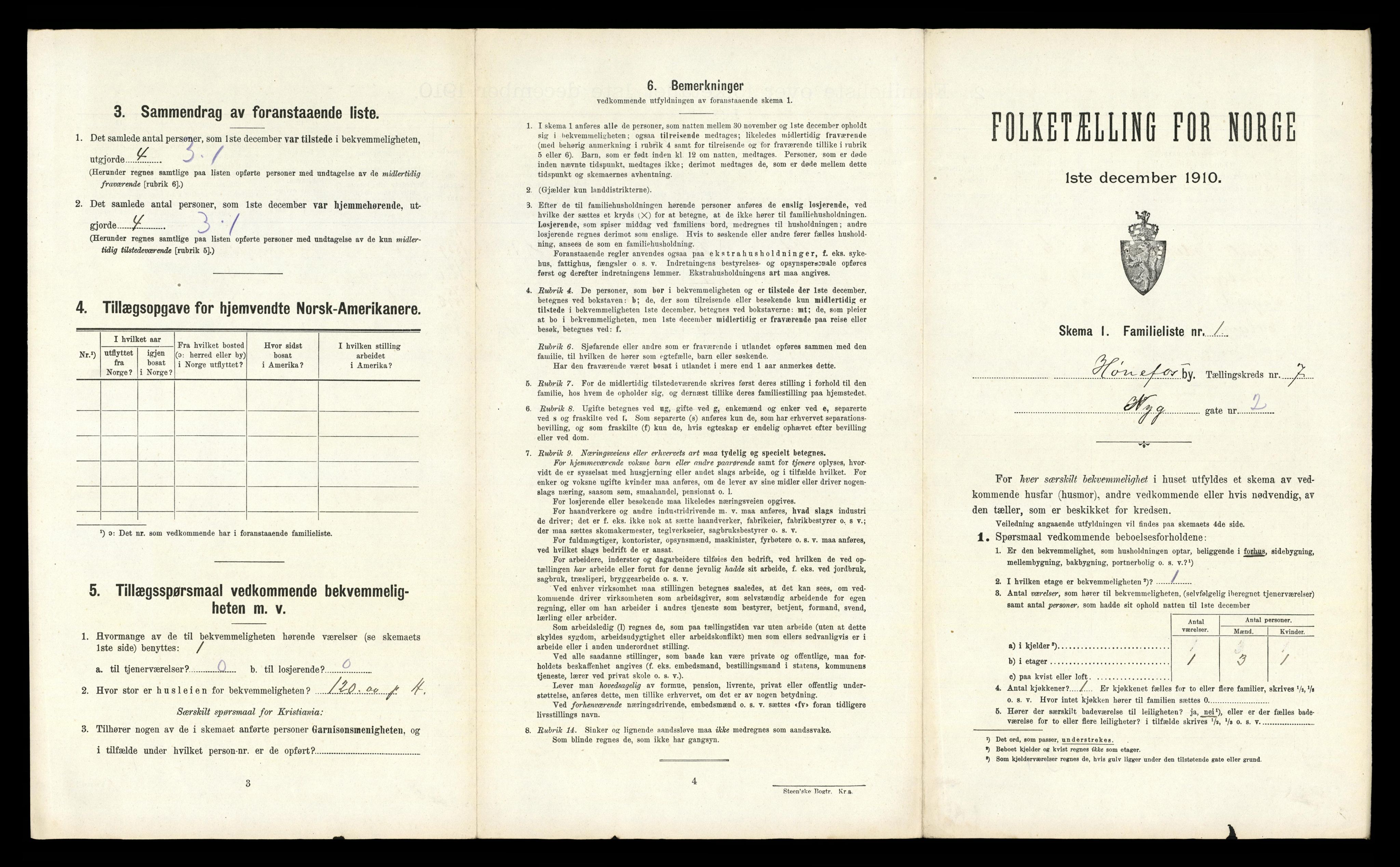 RA, 1910 census for Hønefoss, 1910, p. 1351