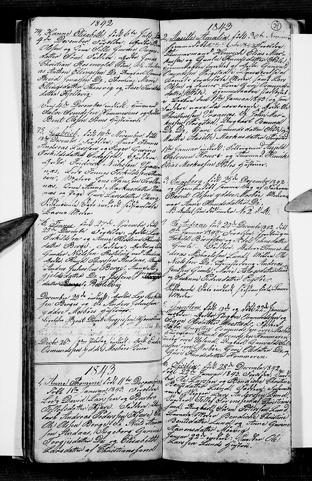 Oddernes sokneprestkontor, SAK/1111-0033/F/Fb/Fba/L0004: Parish register (copy) no. B 4, 1837-1846, p. 39
