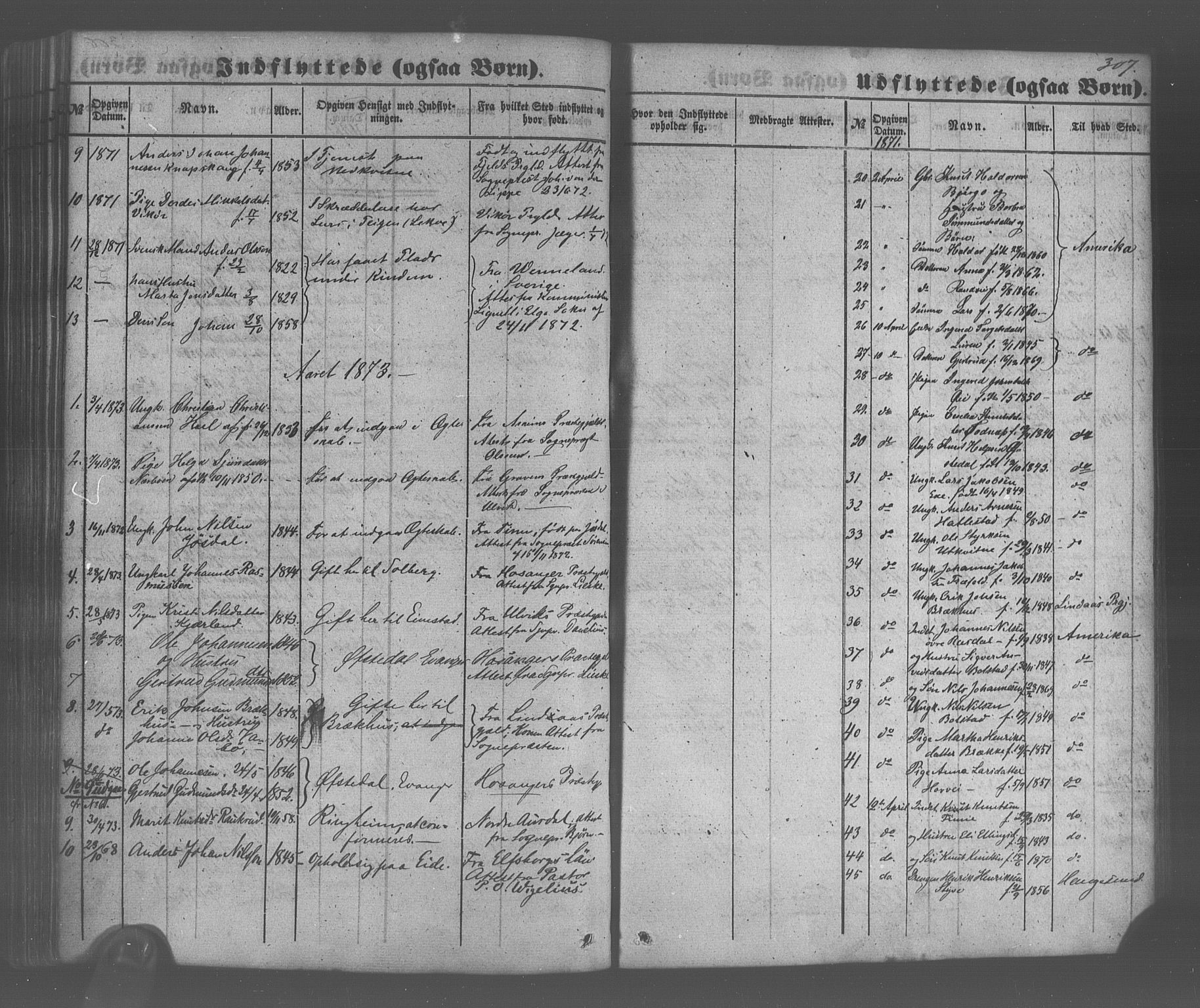 Voss sokneprestembete, SAB/A-79001/H/Haa: Parish register (official) no. A 20, 1855-1886, p. 307