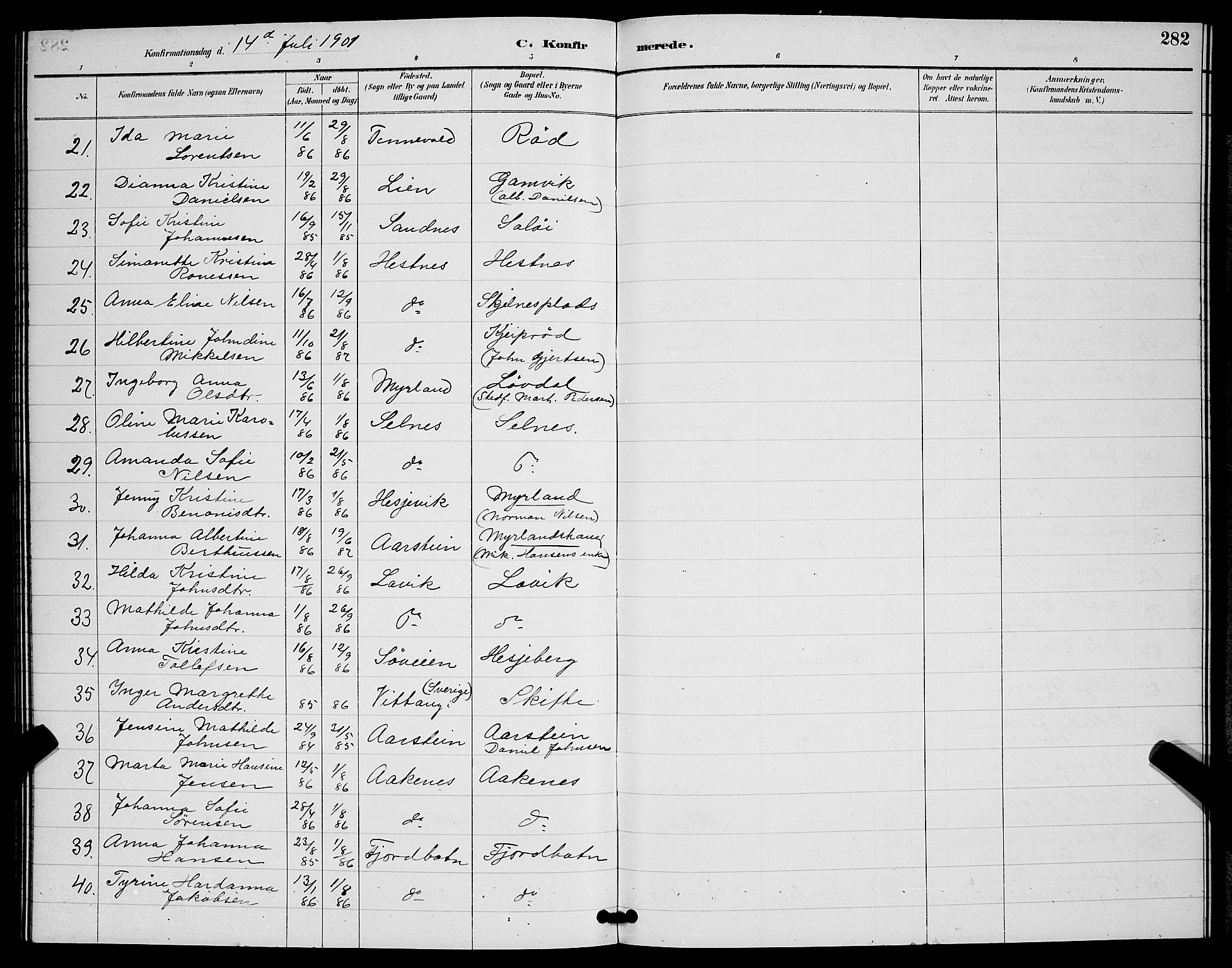 Ibestad sokneprestembete, SATØ/S-0077/H/Ha/Hab/L0008klokker: Parish register (copy) no. 8, 1890-1903, p. 282