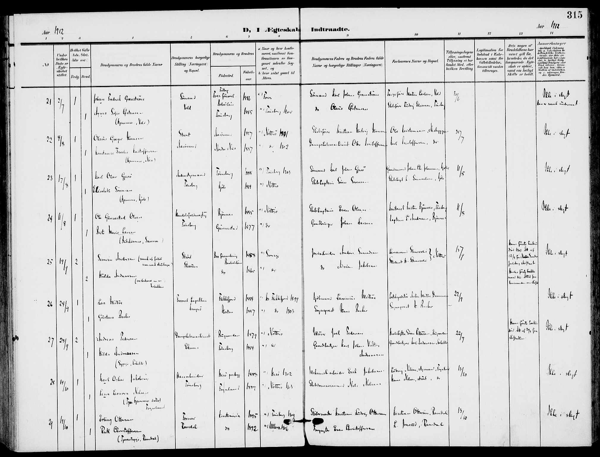 Nøtterøy kirkebøker, AV/SAKO-A-354/F/Fa/L0010: Parish register (official) no. I 10, 1908-1919, p. 315