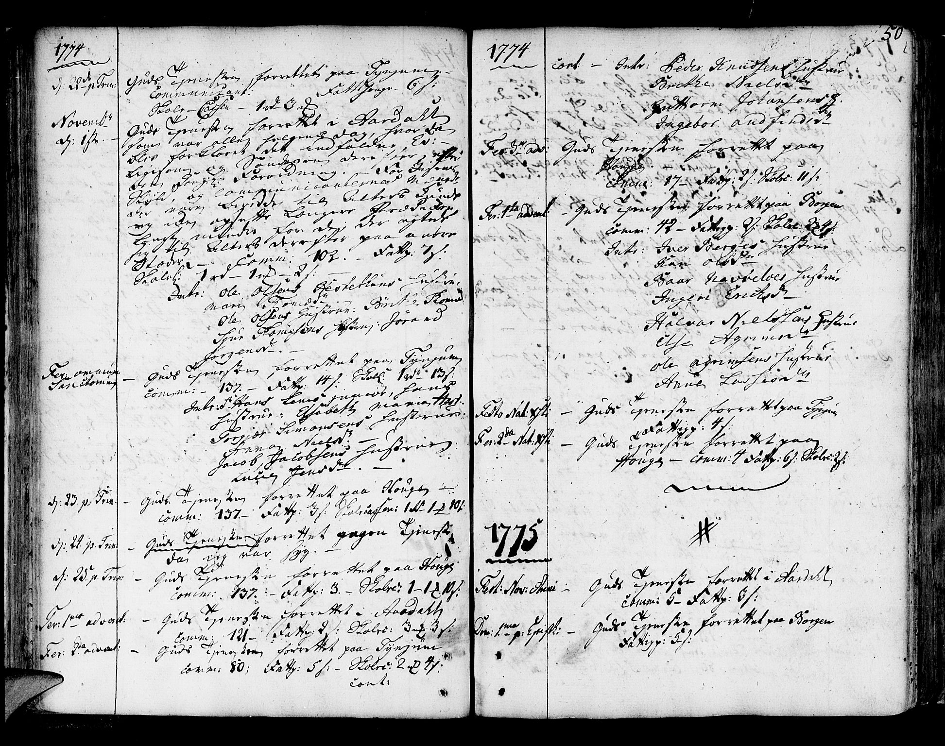 Lærdal sokneprestembete, SAB/A-81201: Parish register (official) no. A 2, 1752-1782, p. 50