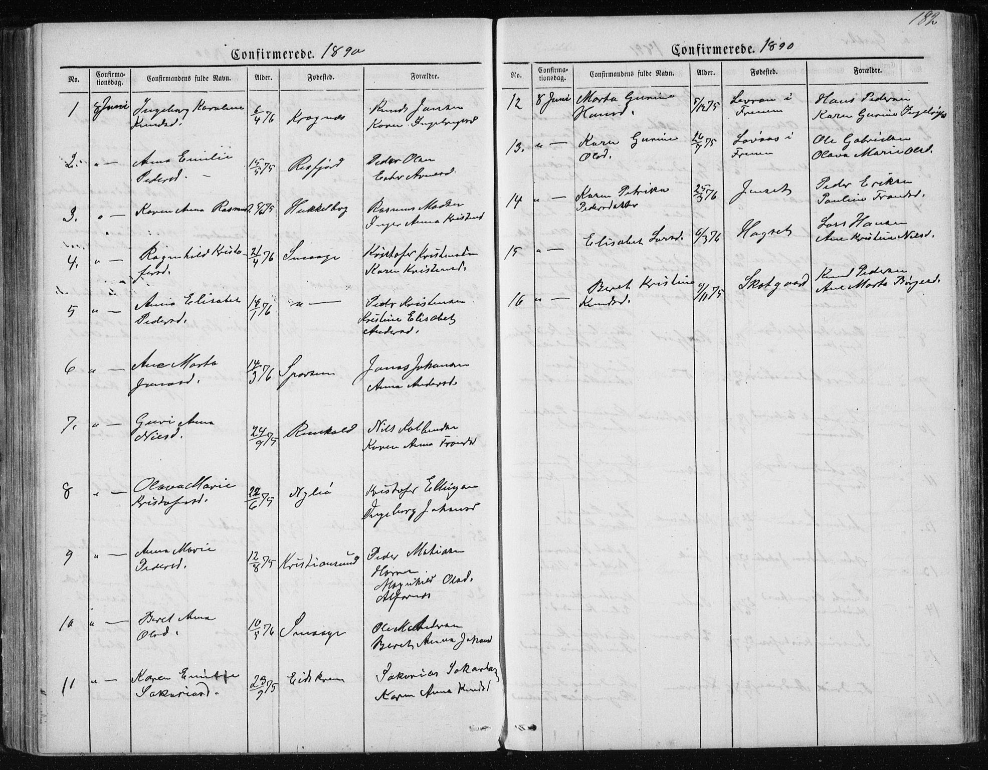 Ministerialprotokoller, klokkerbøker og fødselsregistre - Møre og Romsdal, AV/SAT-A-1454/560/L0724: Parish register (copy) no. 560C01, 1867-1892, p. 182