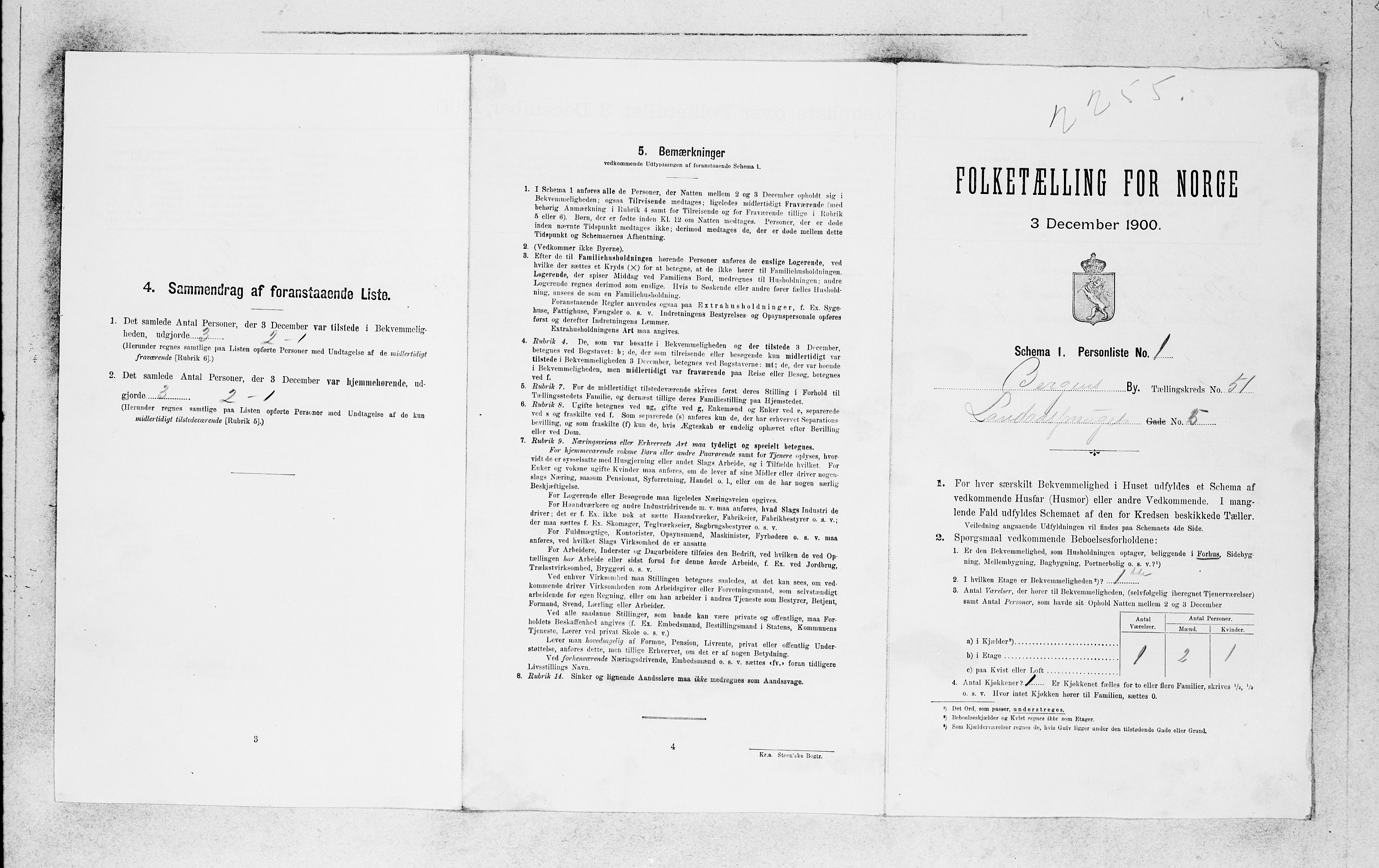 SAB, 1900 census for Bergen, 1900, p. 10152