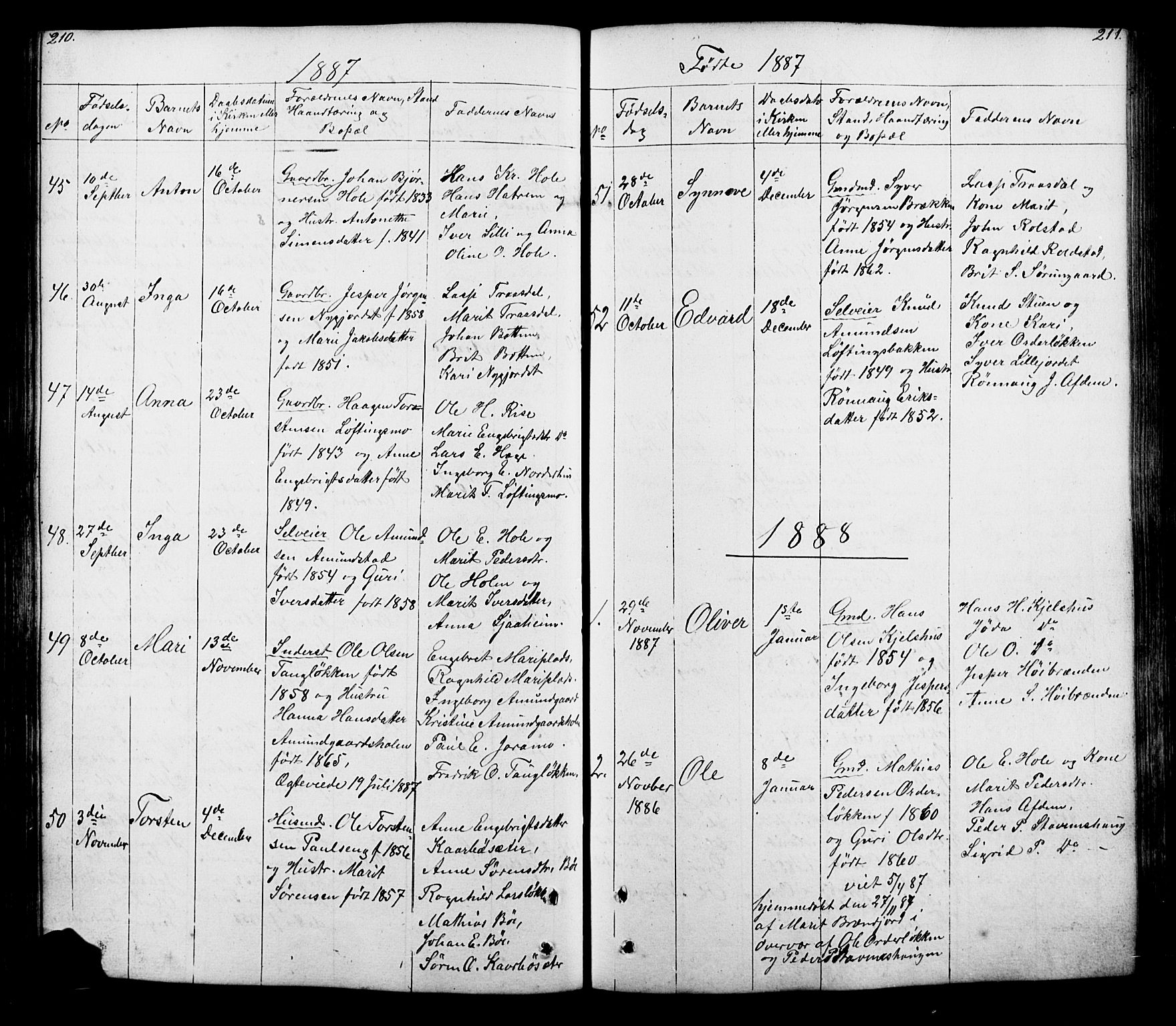 Lesja prestekontor, SAH/PREST-068/H/Ha/Hab/L0005: Parish register (copy) no. 5, 1850-1894, p. 210-211