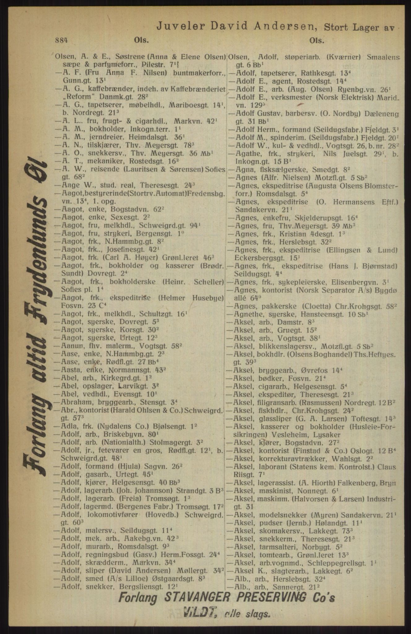 Kristiania/Oslo adressebok, PUBL/-, 1914, p. 884