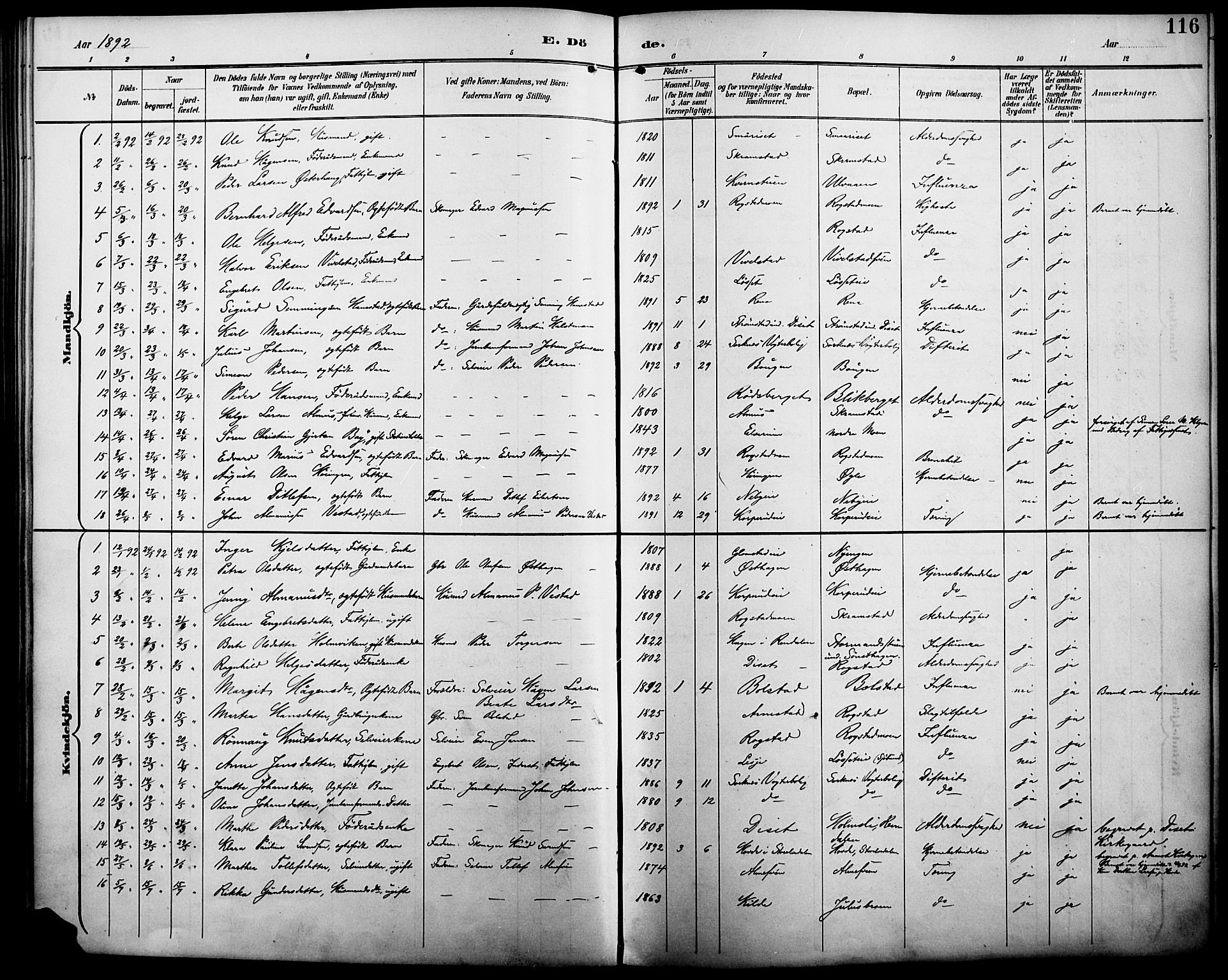 Åmot prestekontor, Hedmark, AV/SAH-PREST-056/H/Ha/Haa/L0011: Parish register (official) no. 11, 1890-1897, p. 116