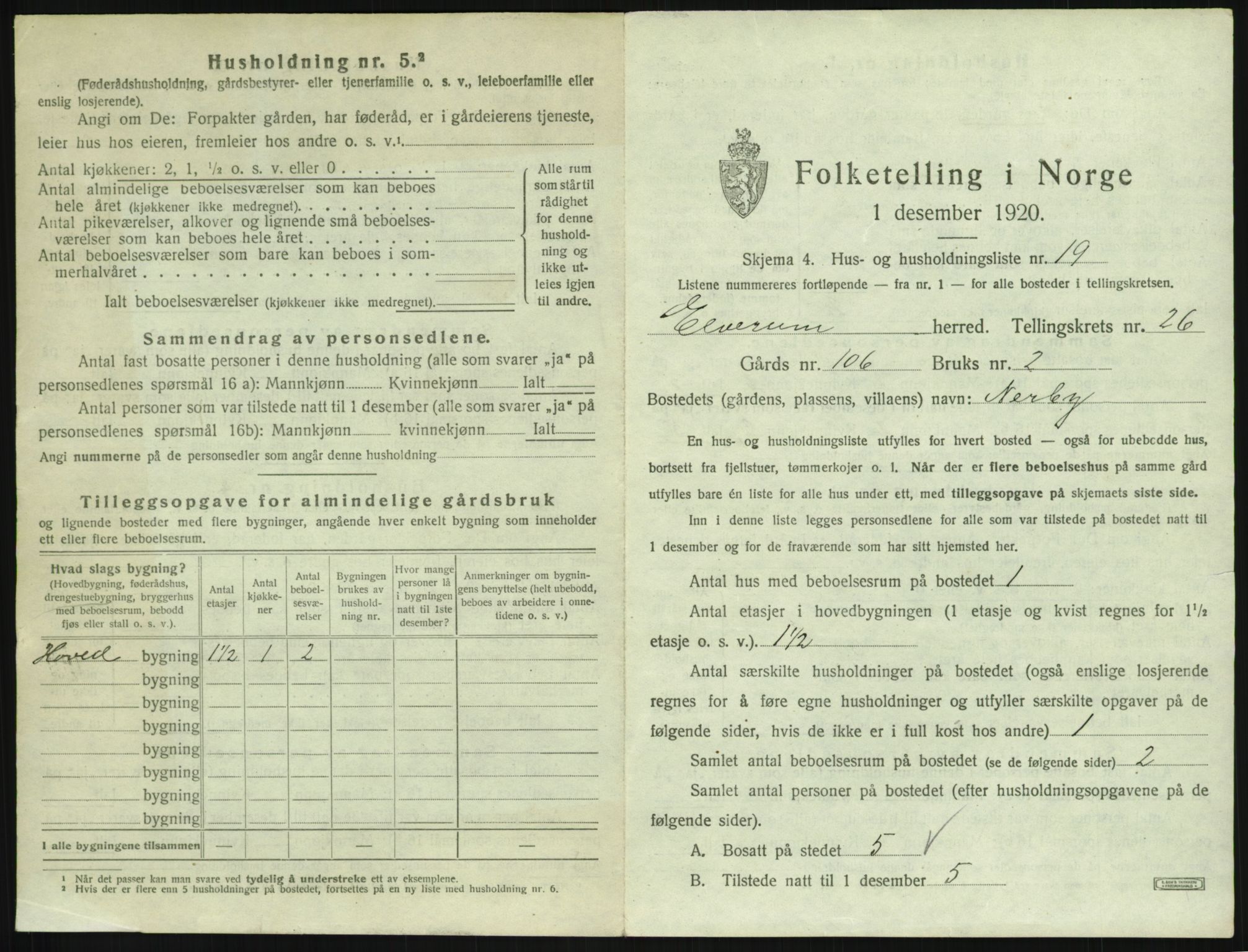 SAH, 1920 census for Elverum, 1920, p. 3774