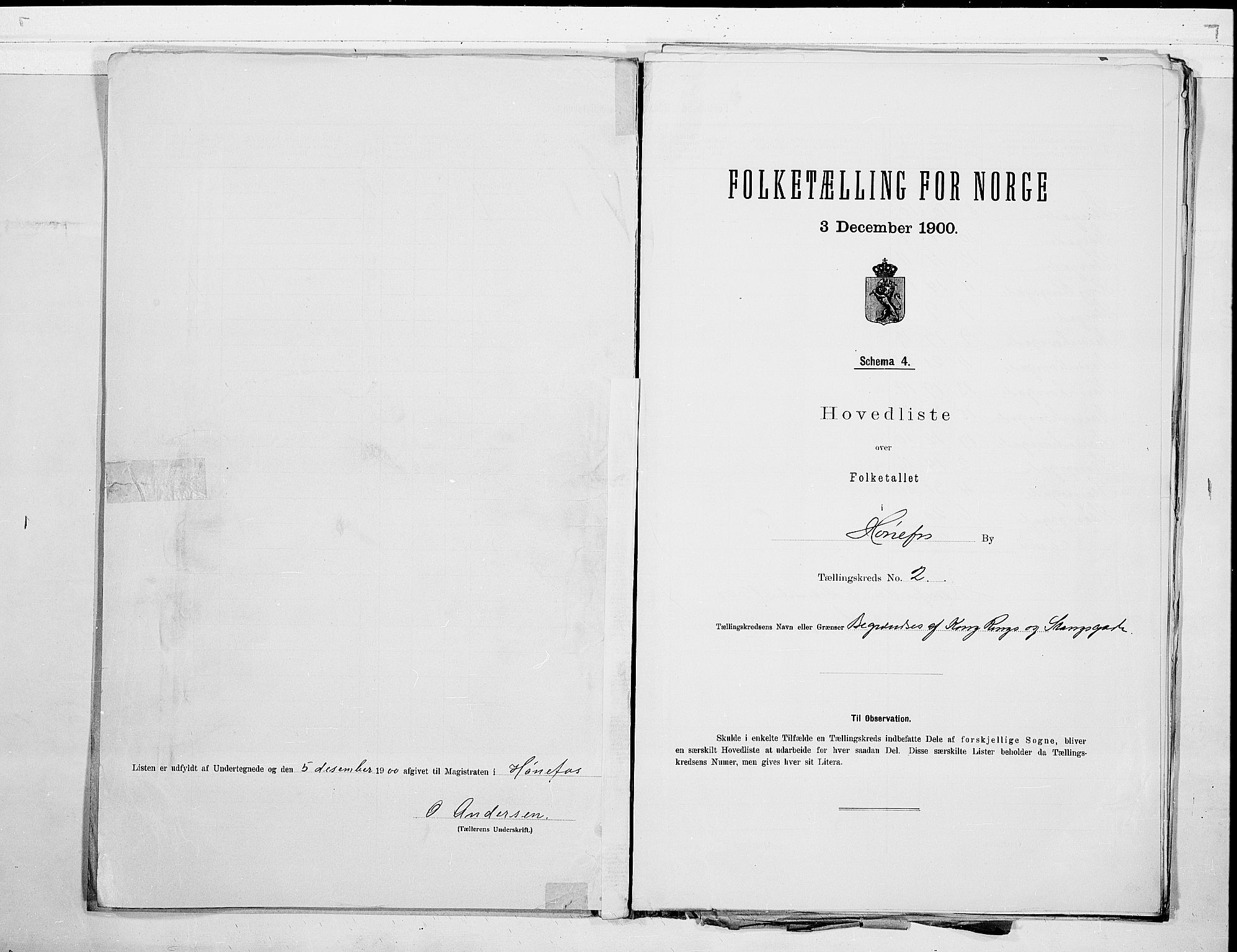 RA, 1900 census for Hønefoss, 1900, p. 6