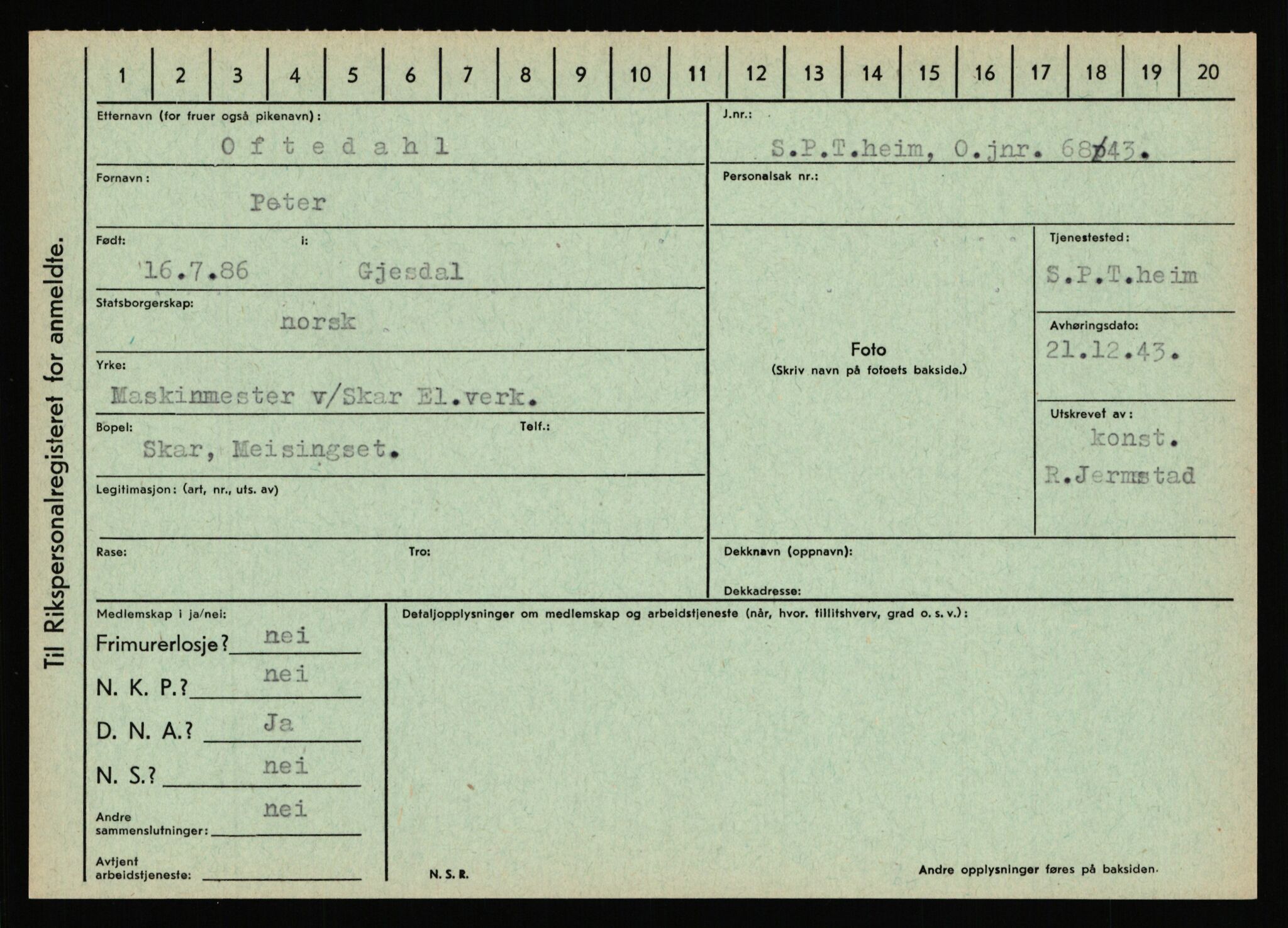 Statspolitiet - Hovedkontoret / Osloavdelingen, AV/RA-S-1329/C/Ca/L0012: Oanæs - Quistgaard	, 1943-1945, p. 128