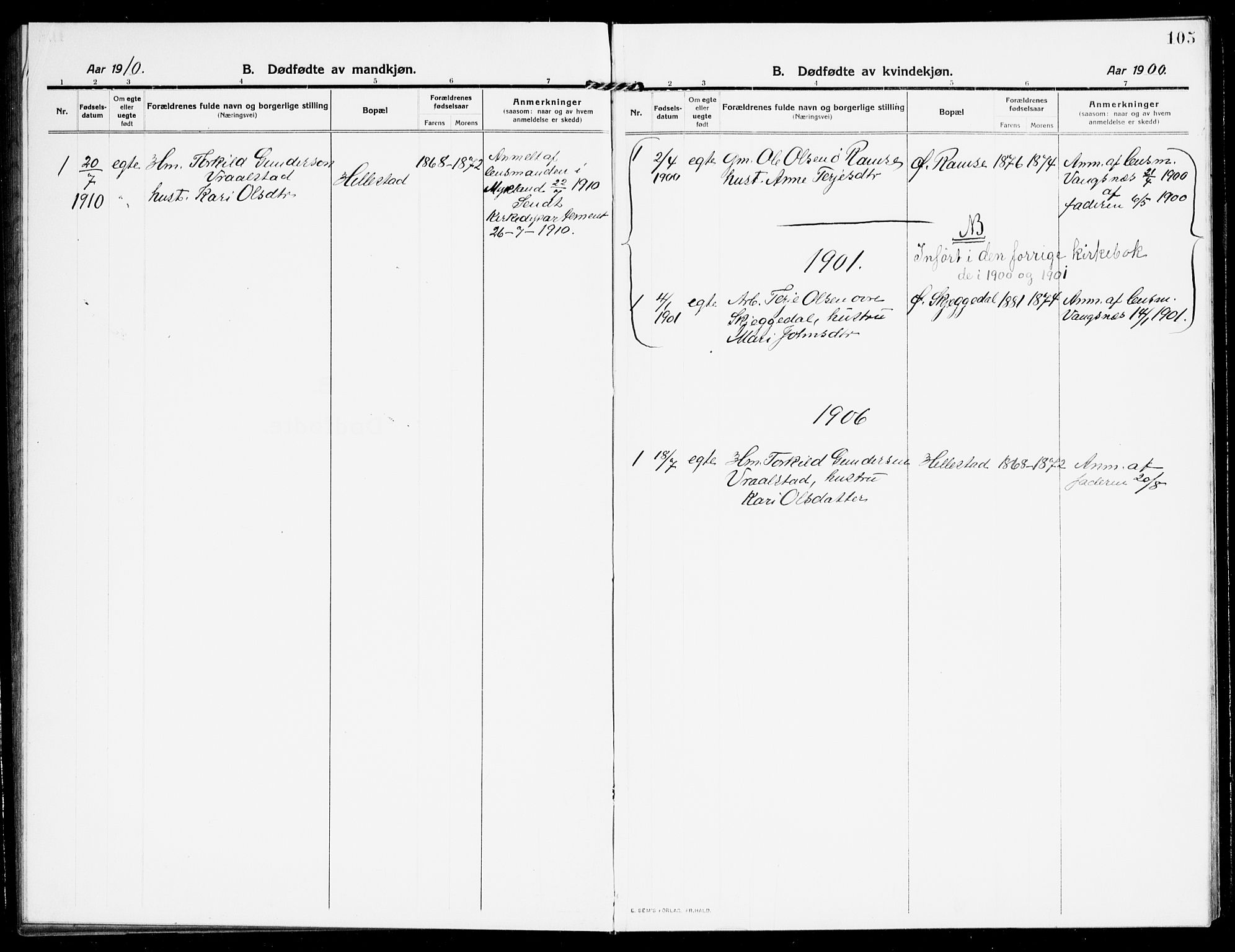 Åmli sokneprestkontor, AV/SAK-1111-0050/F/Fb/Fbb/L0003: Parish register (copy) no. B 3, 1906-1941, p. 105