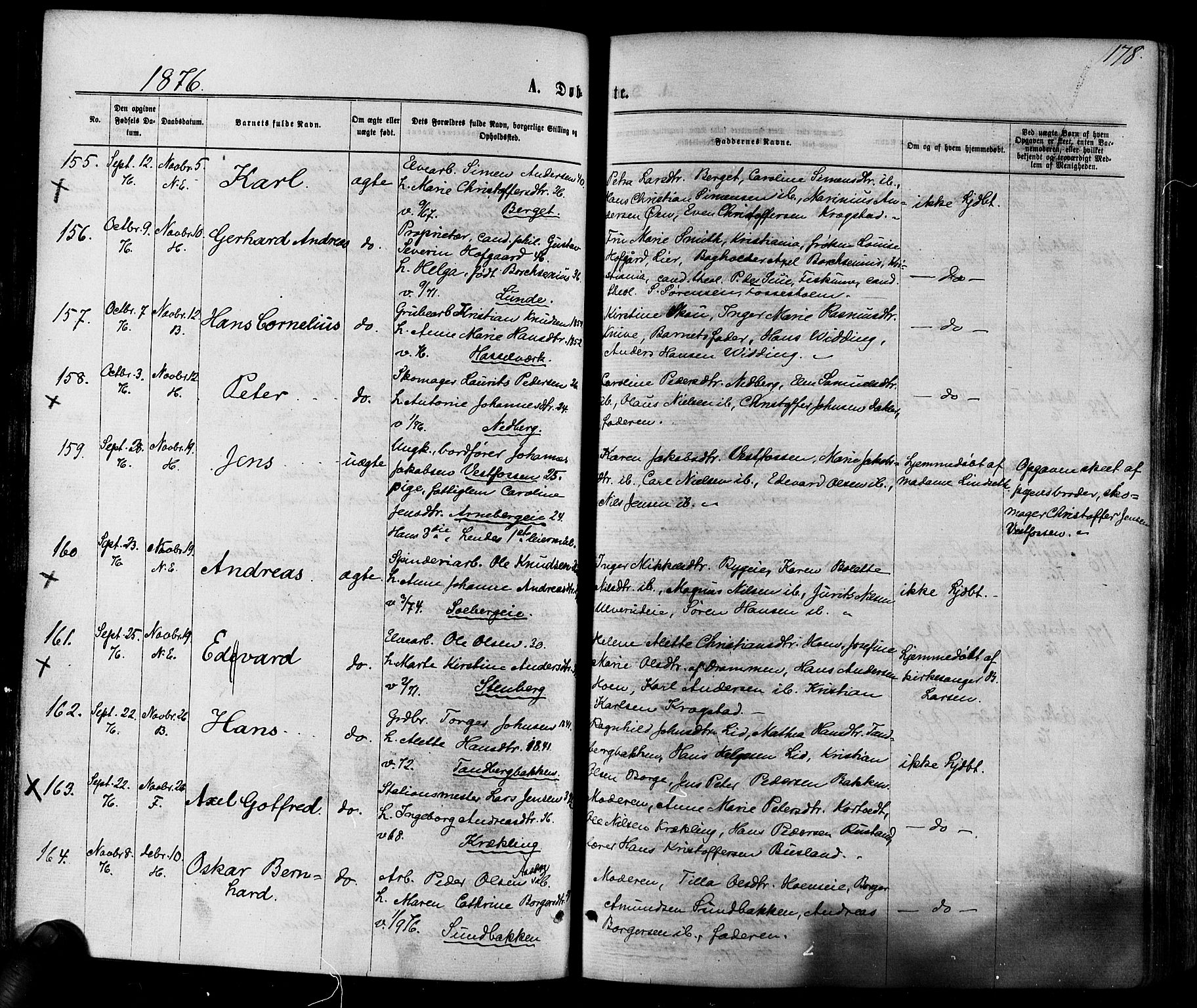 Eiker kirkebøker, AV/SAKO-A-4/F/Fa/L0017: Parish register (official) no. I 17, 1869-1877, p. 178