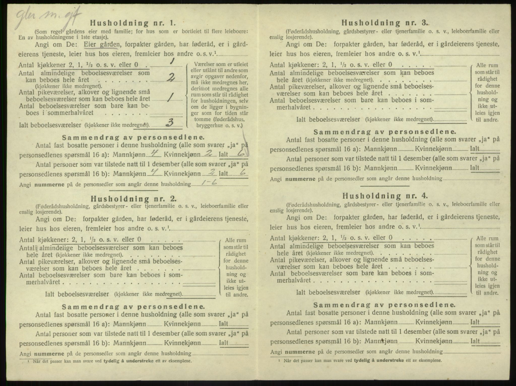 SAB, 1920 census for Vevring, 1920, p. 226