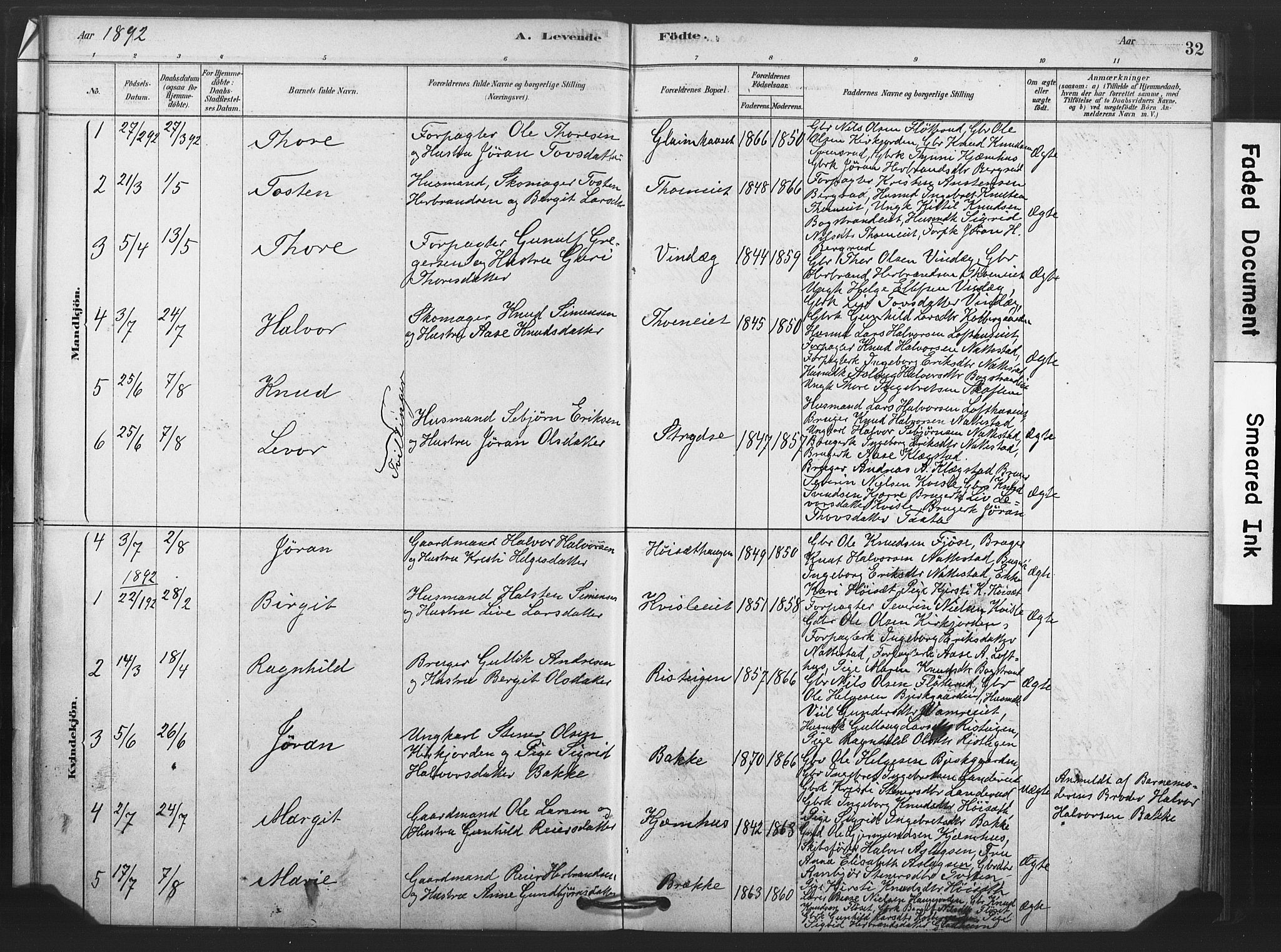 Rollag kirkebøker, AV/SAKO-A-240/F/Fb/L0001: Parish register (official) no. II 1, 1878-1899, p. 32