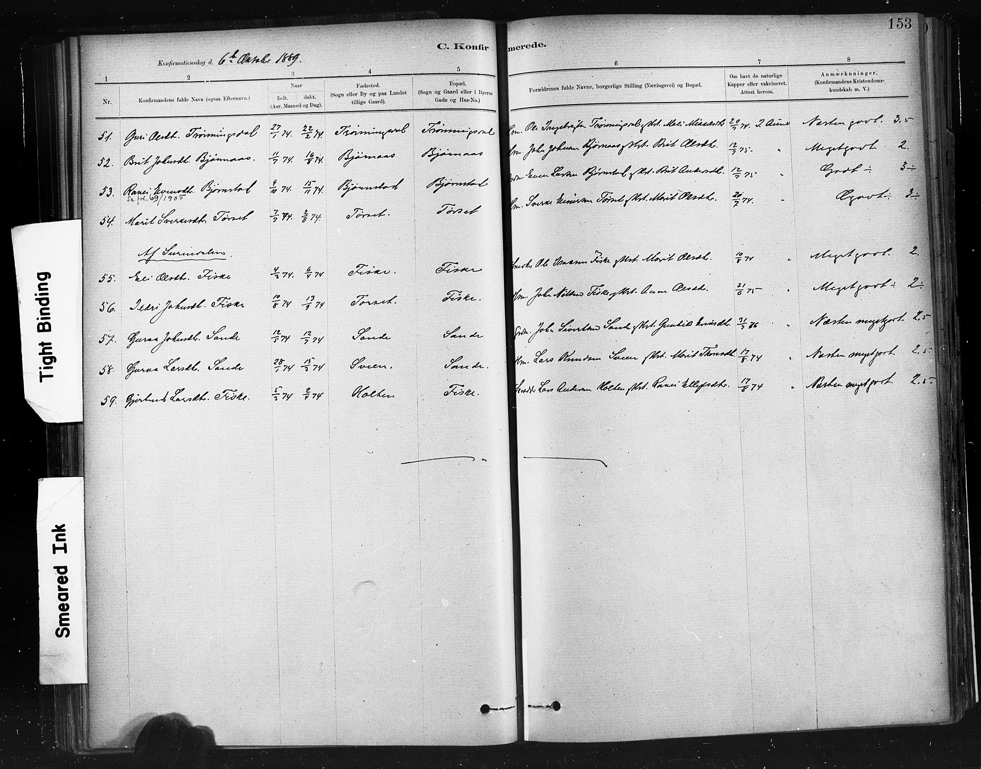 Ministerialprotokoller, klokkerbøker og fødselsregistre - Møre og Romsdal, AV/SAT-A-1454/598/L1069: Parish register (official) no. 598A03, 1882-1895, p. 153