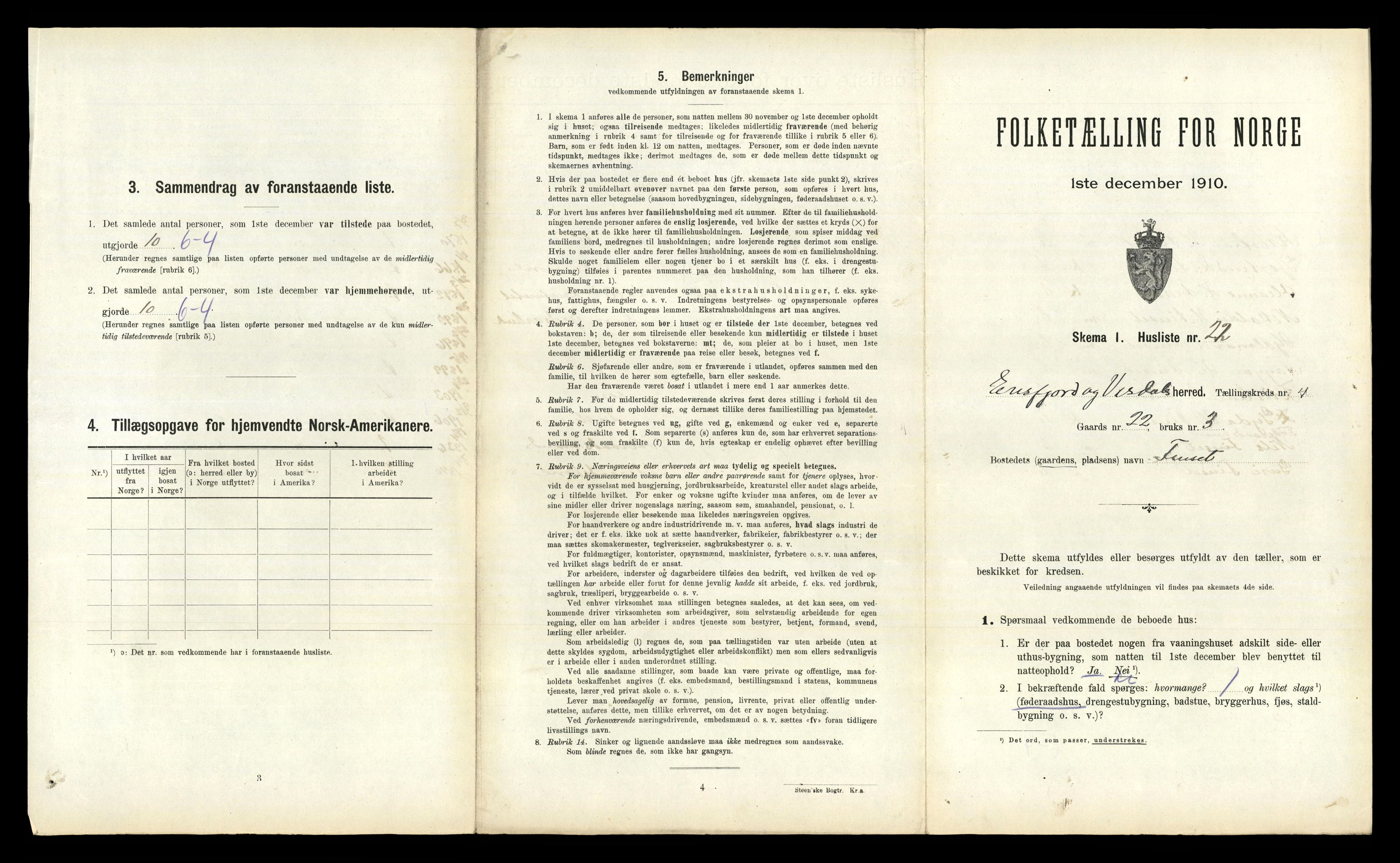 RA, 1910 census for Eresfjord og Vistdal, 1910, p. 275