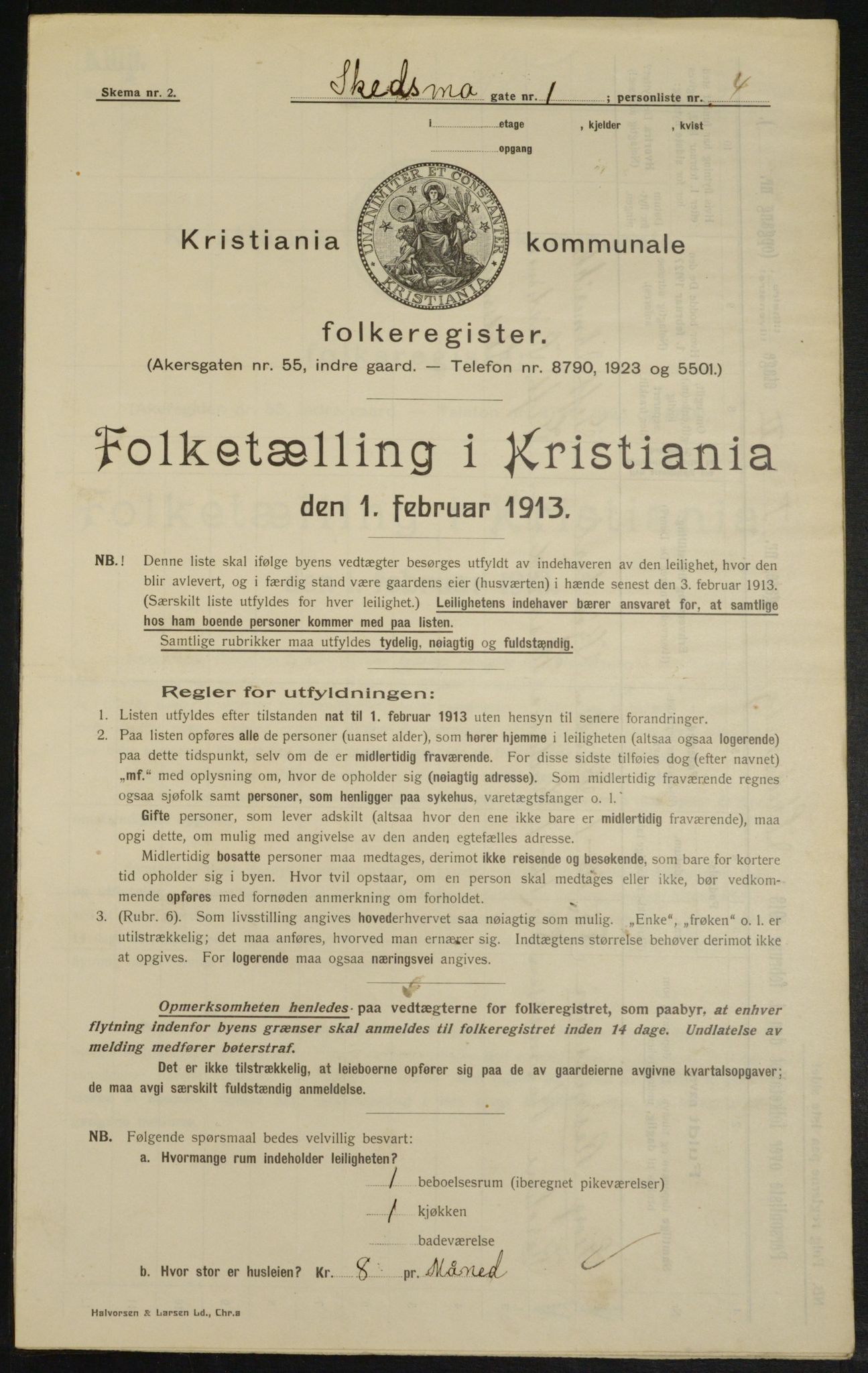OBA, Municipal Census 1913 for Kristiania, 1913, p. 95284