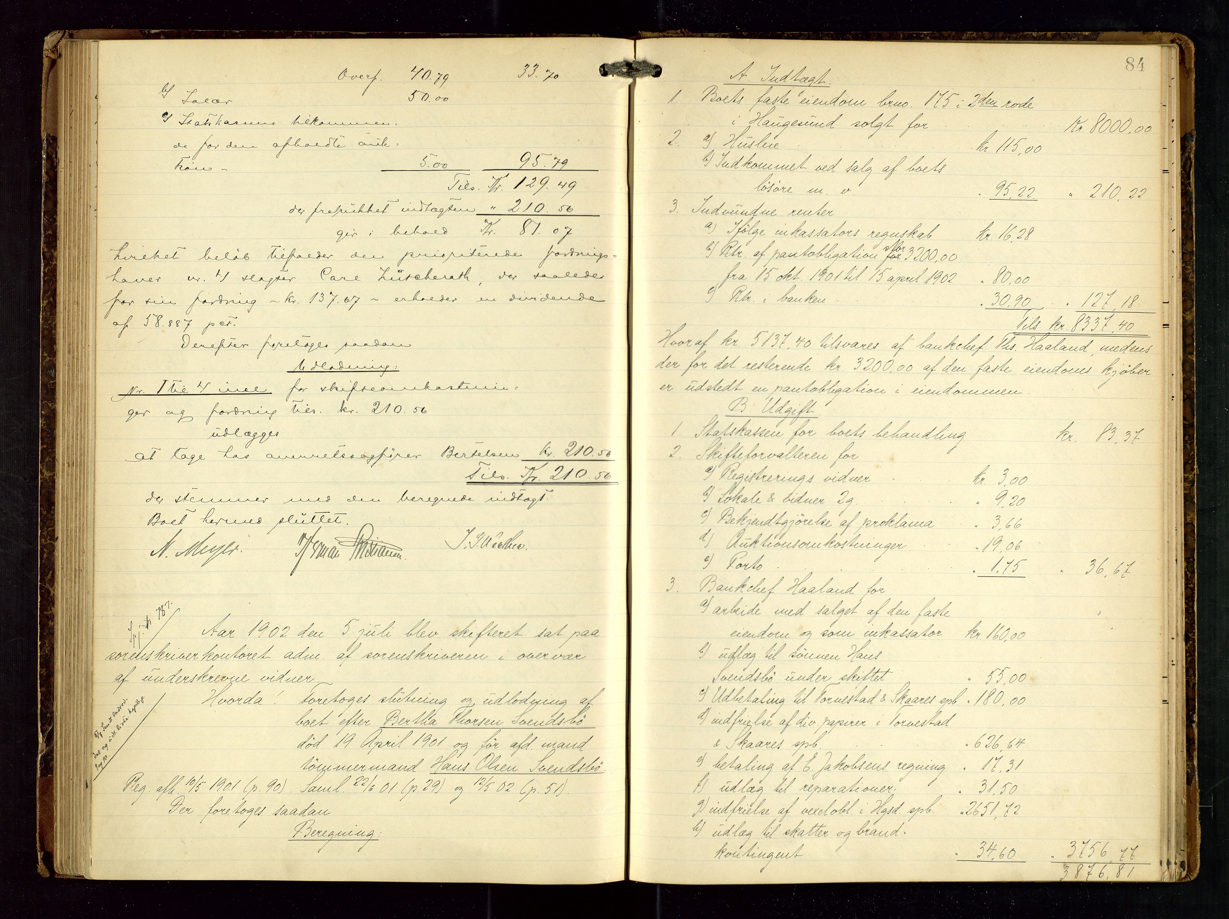 Haugesund tingrett, AV/SAST-A-101415/01/IV/IVD/L0001: Skifteutlodningsprotokoll, med register, 1897-1904, p. 83b-84a