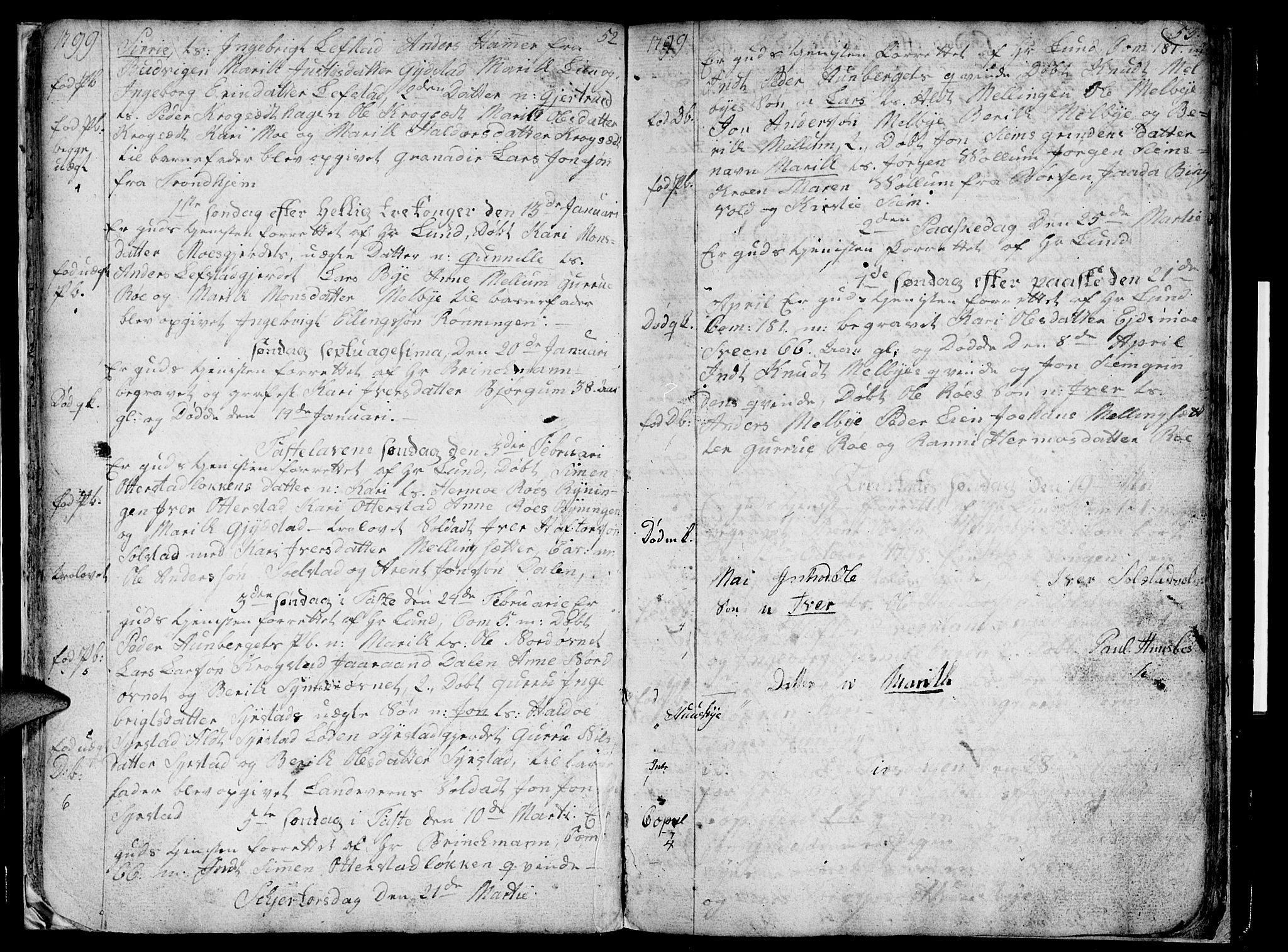 Ministerialprotokoller, klokkerbøker og fødselsregistre - Sør-Trøndelag, SAT/A-1456/667/L0794: Parish register (official) no. 667A02, 1791-1816, p. 52-53