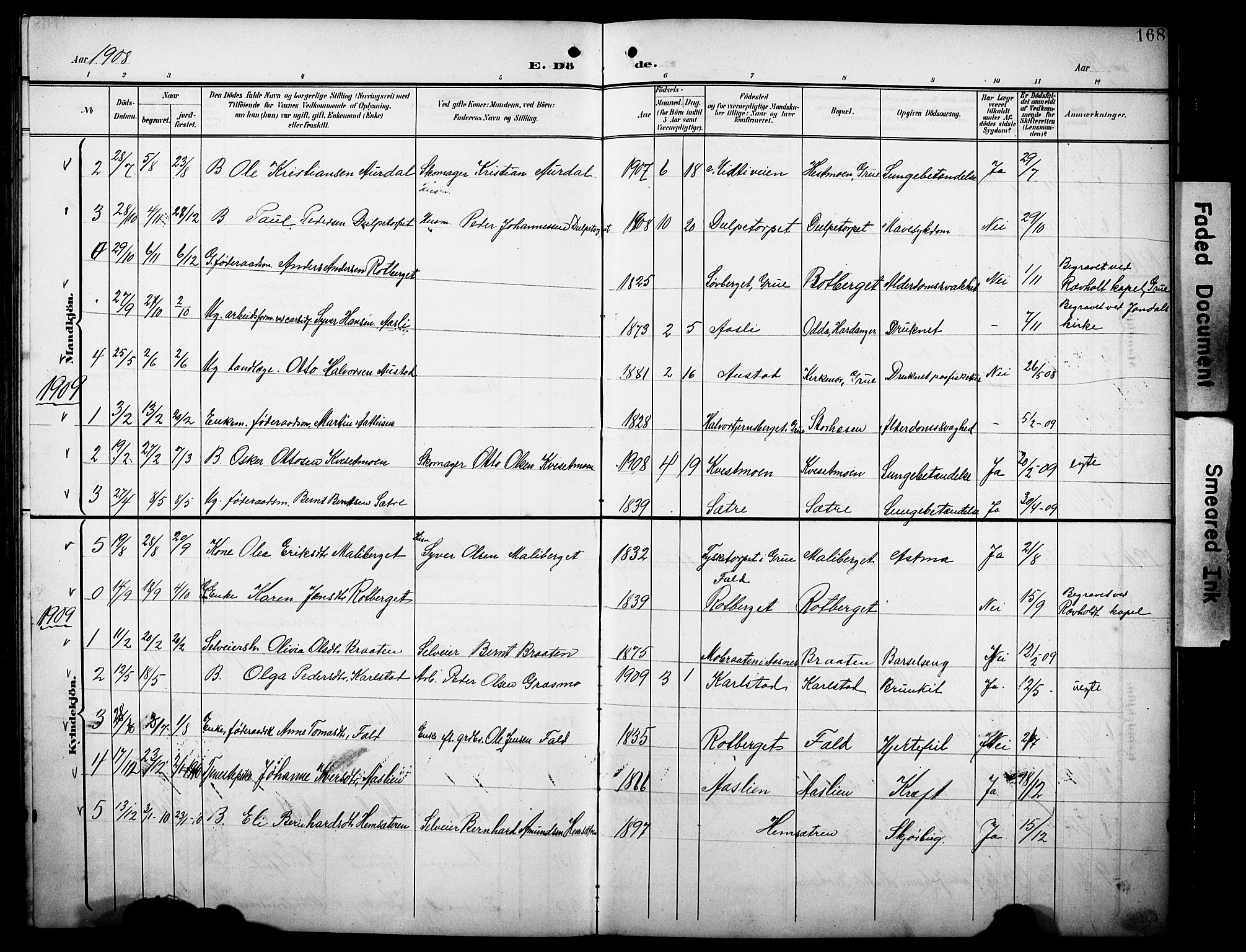 Hof prestekontor, AV/SAH-PREST-038/H/Ha/Hab/L0005: Parish register (copy) no. 5, 1899-1916, p. 168