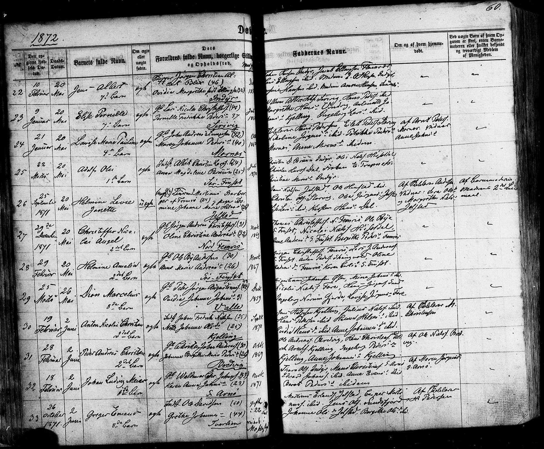 Ministerialprotokoller, klokkerbøker og fødselsregistre - Nordland, SAT/A-1459/805/L0098: Parish register (official) no. 805A05, 1862-1879, p. 60
