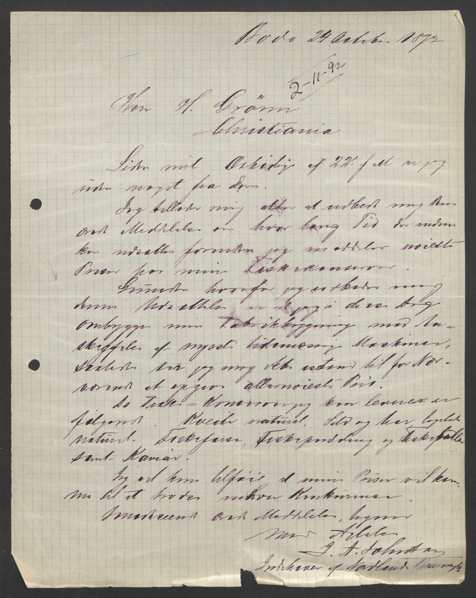 Arbeidskomitéen for Fridtjof Nansens polarekspedisjon, AV/RA-PA-0061/D/L0004: Innk. brev og telegrammer vedr. proviant og utrustning, 1892-1893, p. 339