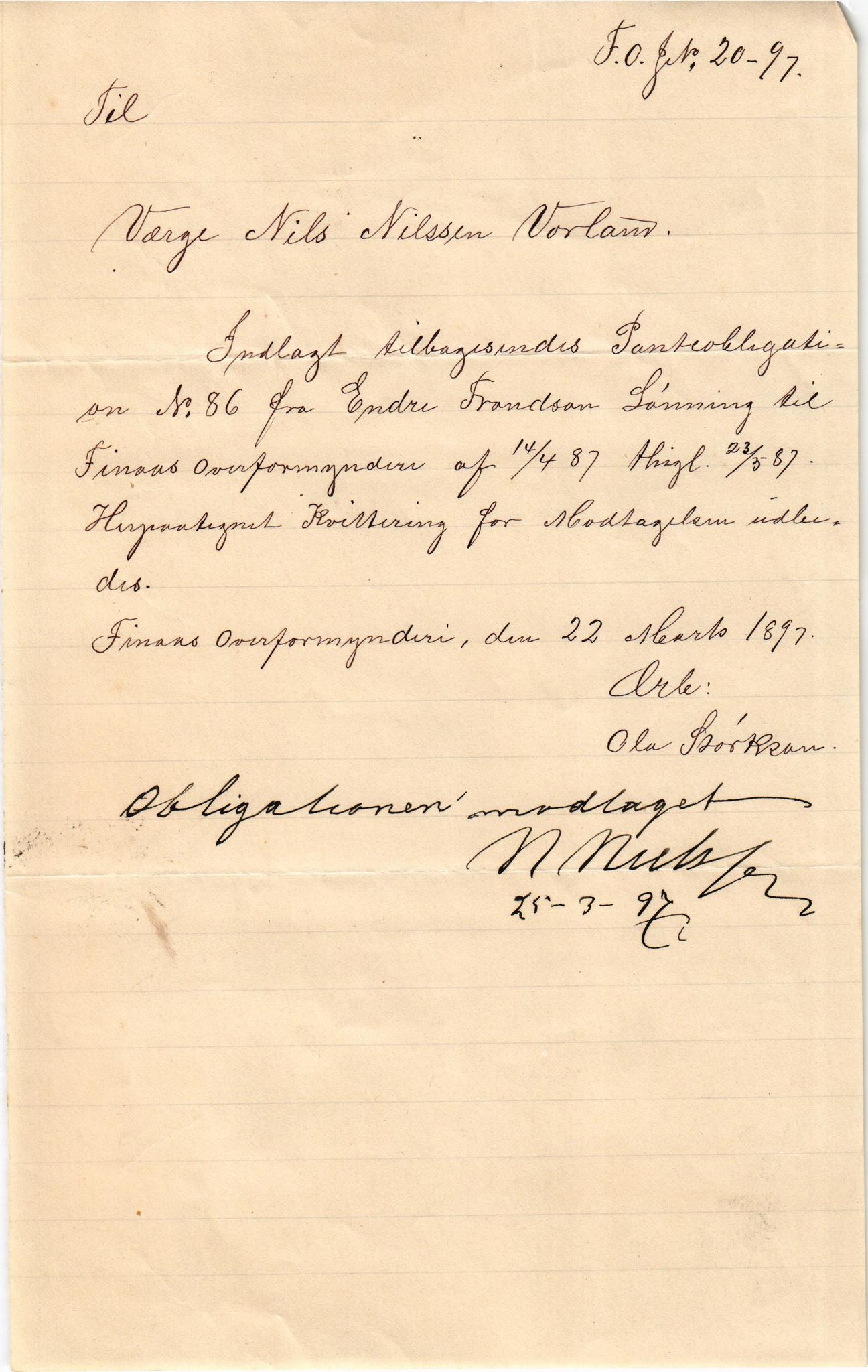 Finnaas kommune. Overformynderiet, IKAH/1218a-812/D/Da/Daa/L0002/0001: Kronologisk ordna korrespondanse / Kronologisk ordna korrespondanse, 1896-1900, p. 44