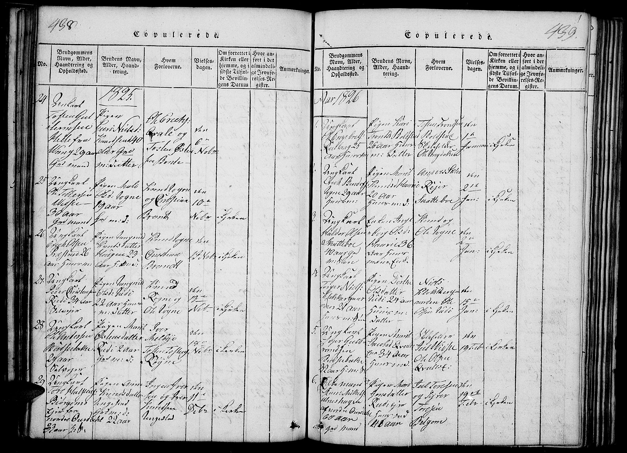 Slidre prestekontor, SAH/PREST-134/H/Ha/Haa/L0002: Parish register (official) no. 2, 1814-1830, p. 438-439