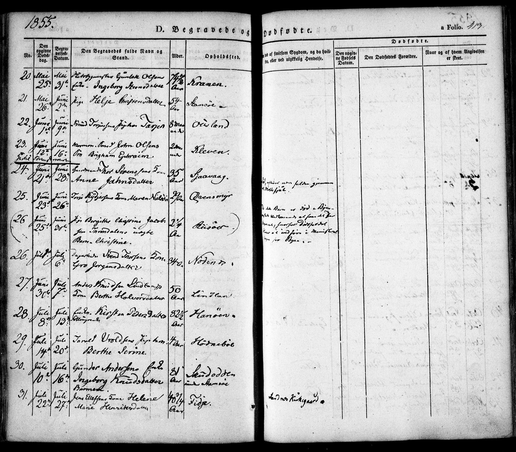 Søndeled sokneprestkontor, AV/SAK-1111-0038/F/Fa/L0002: Parish register (official) no. A 2, 1839-1860, p. 413