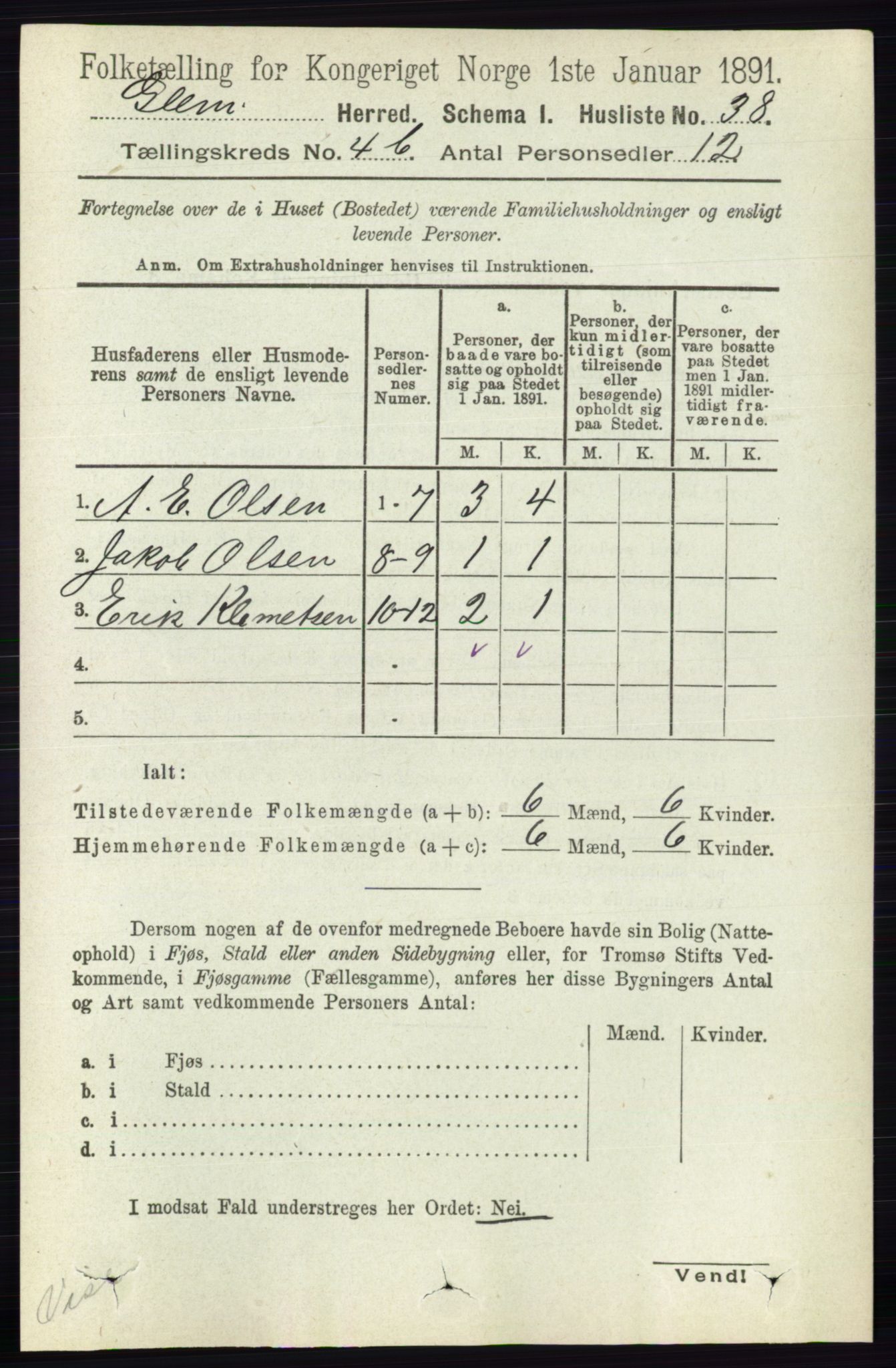 RA, 1891 census for 0132 Glemmen, 1891, p. 4772
