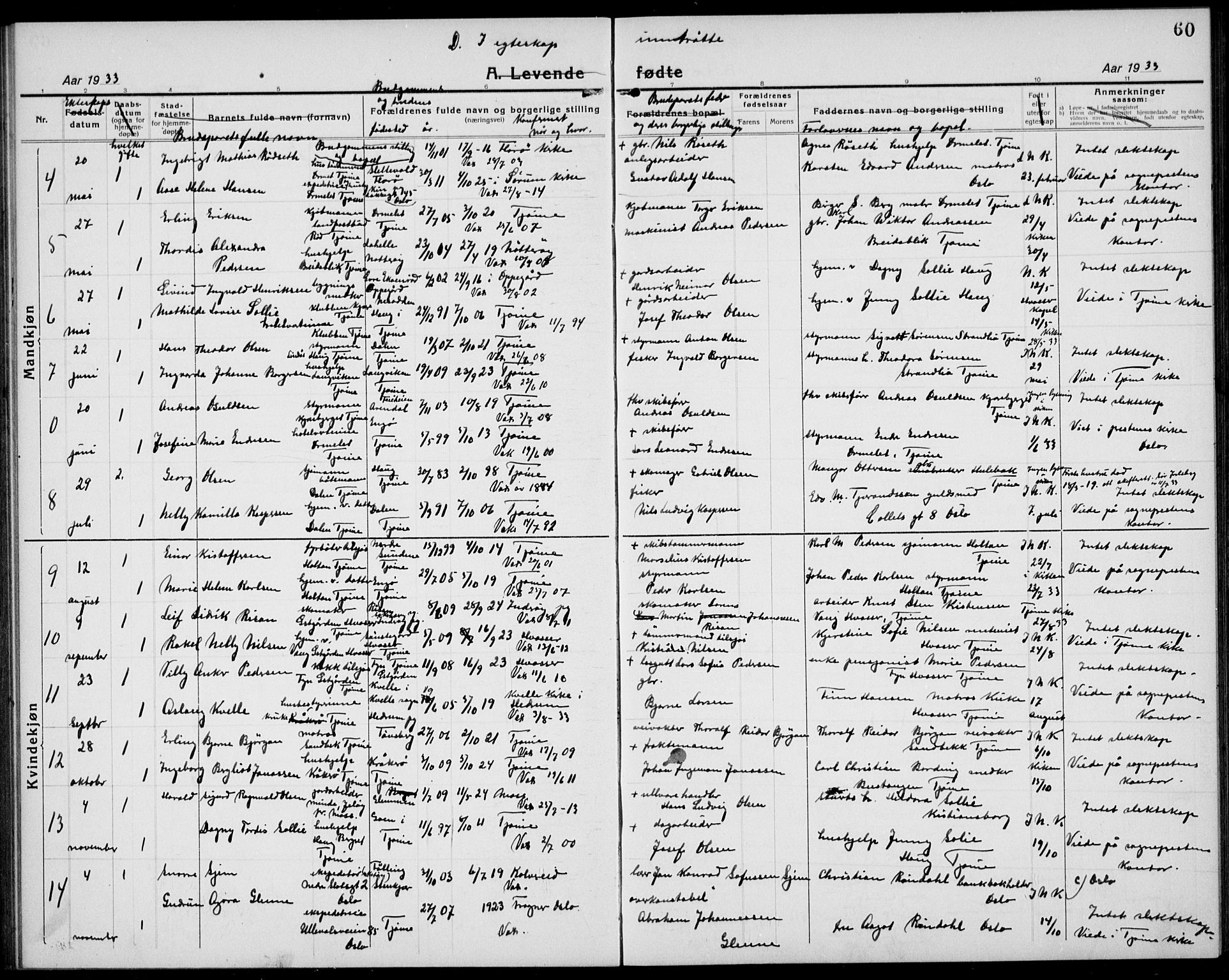 Tjøme kirkebøker, AV/SAKO-A-328/G/Ga/L0003: Parish register (copy) no. I 3, 1921-1935, p. 60