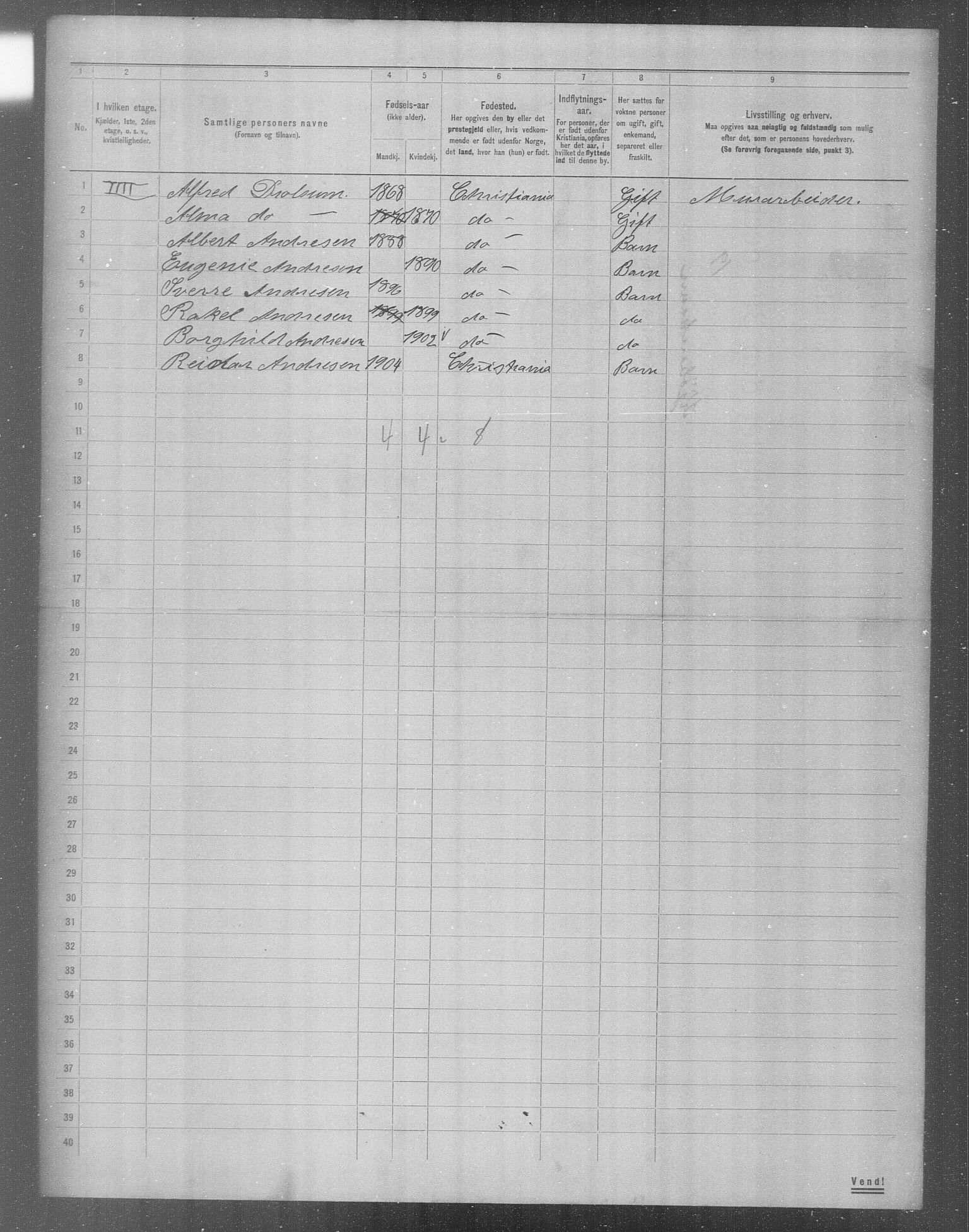 OBA, Municipal Census 1904 for Kristiania, 1904, p. 10661