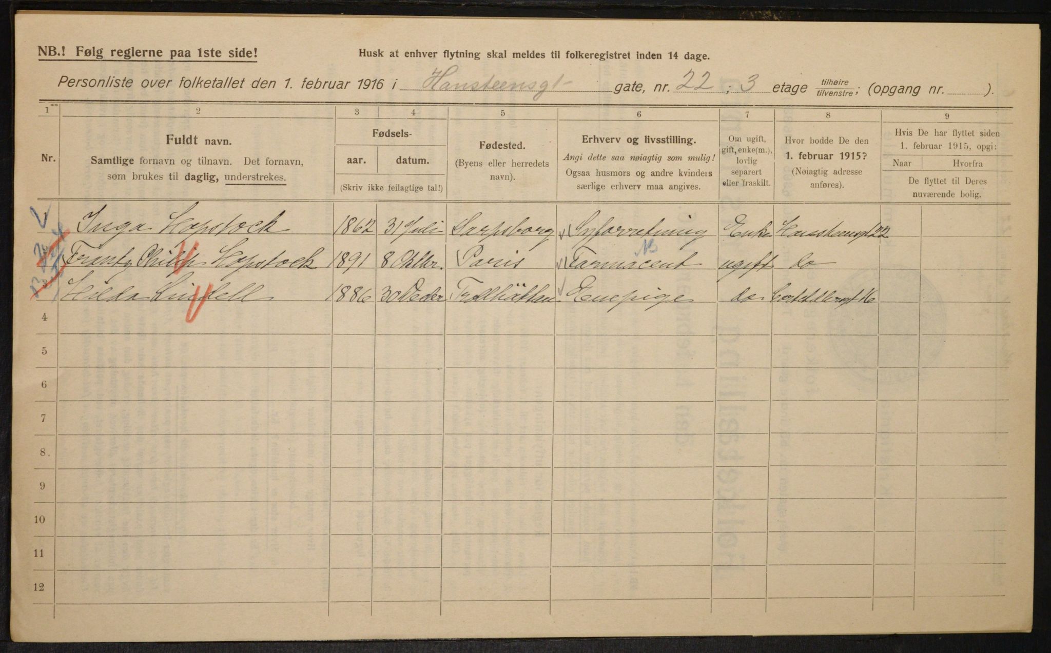 OBA, Municipal Census 1916 for Kristiania, 1916, p. 35619