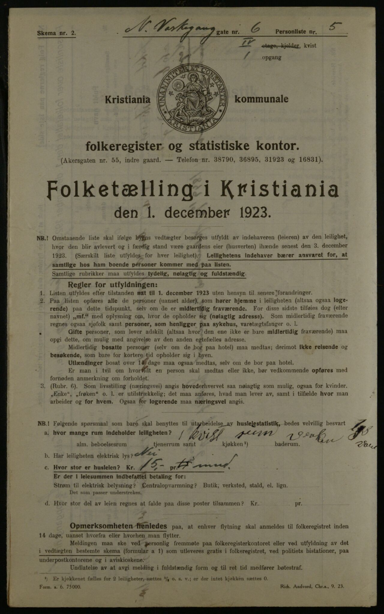 OBA, Municipal Census 1923 for Kristiania, 1923, p. 76560